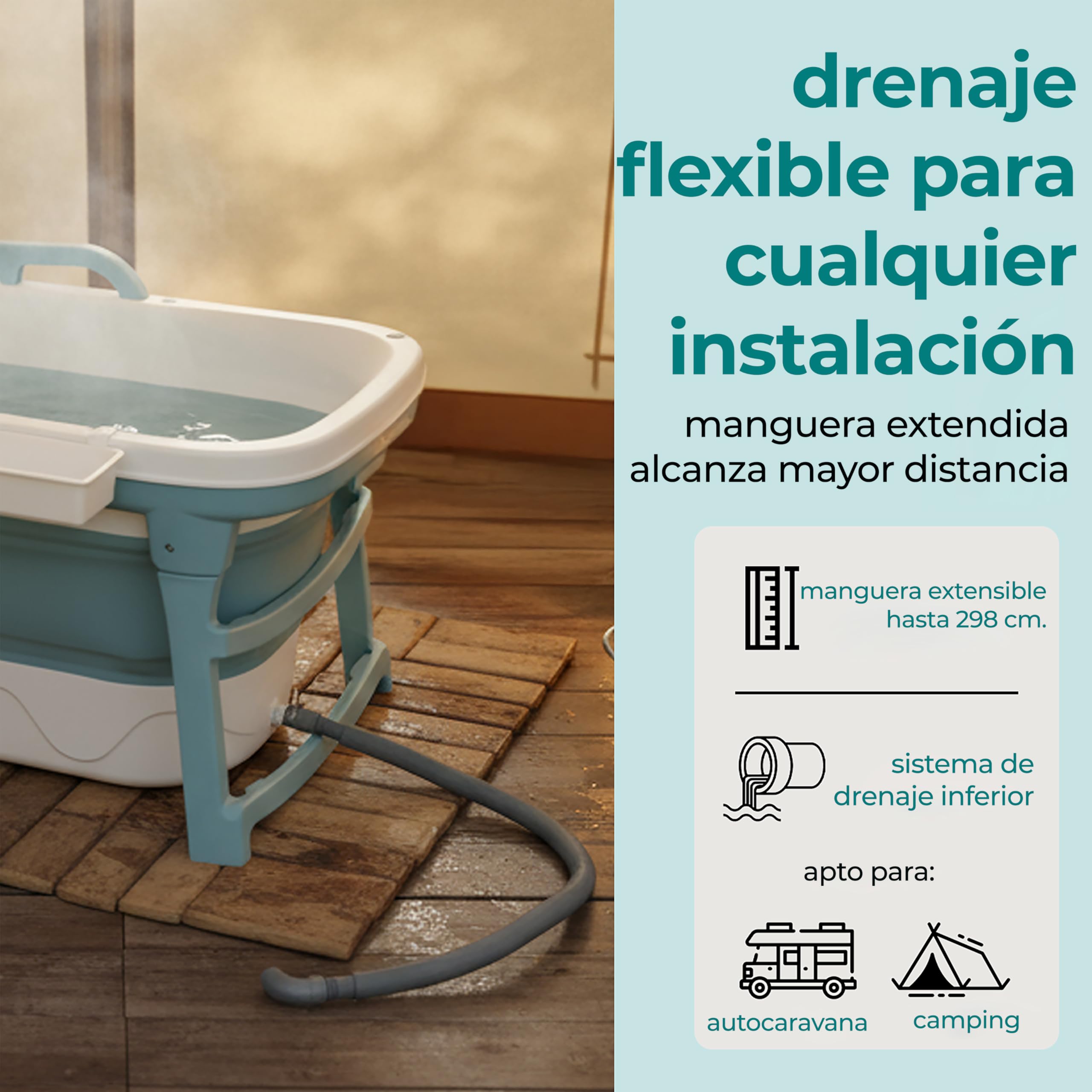 SereneLife bañera plegable para adultos, 150cms, Portatil, Independiente para spa caliente o baño de hielo, Cold plunge, Uso en interiores y exteriores, Ideal para mascotas tambien