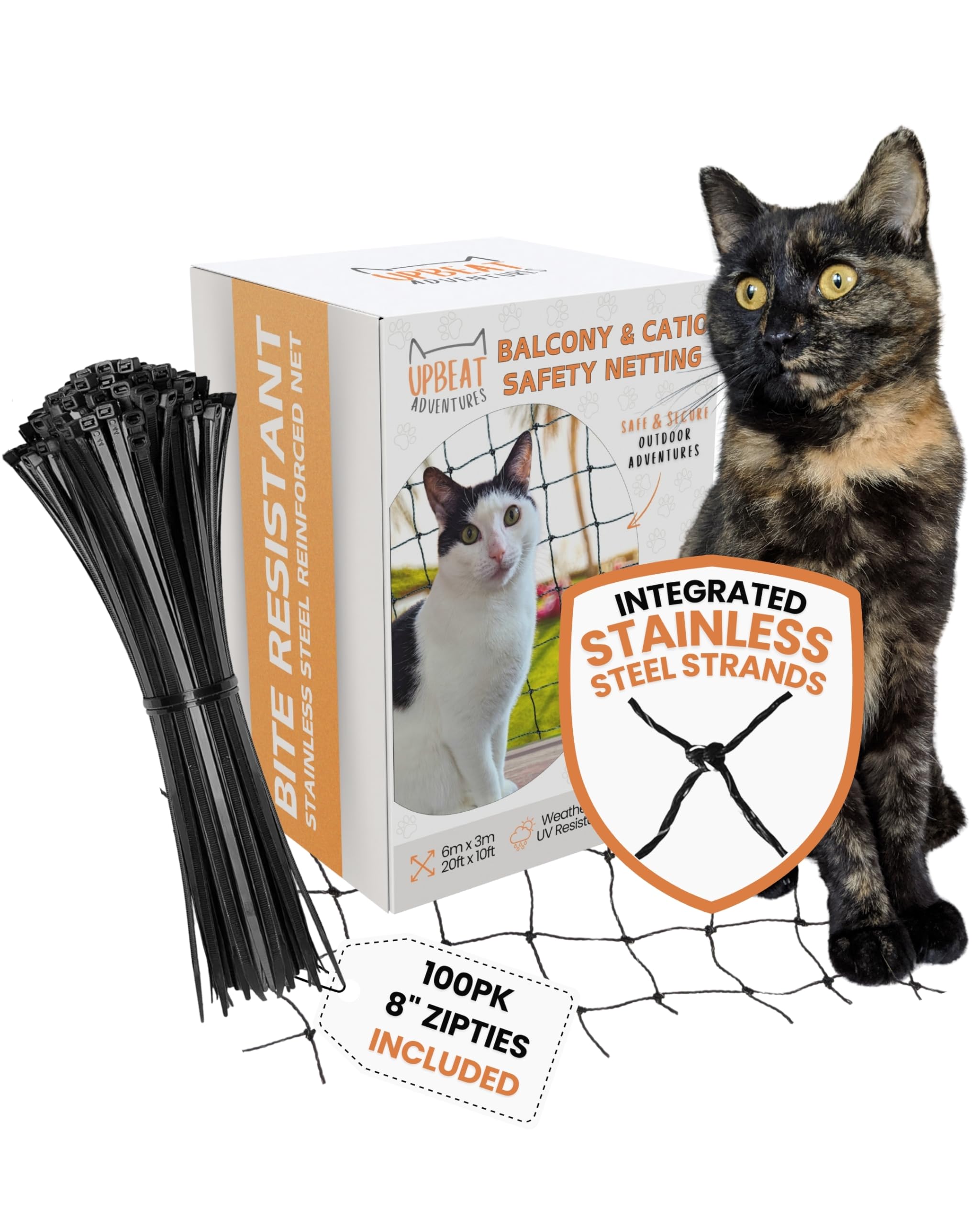 Red Para Gatos Balcón 6x3 M - Reforzada Con Alambre, Resistente UV, Kit De Instalación Incluido