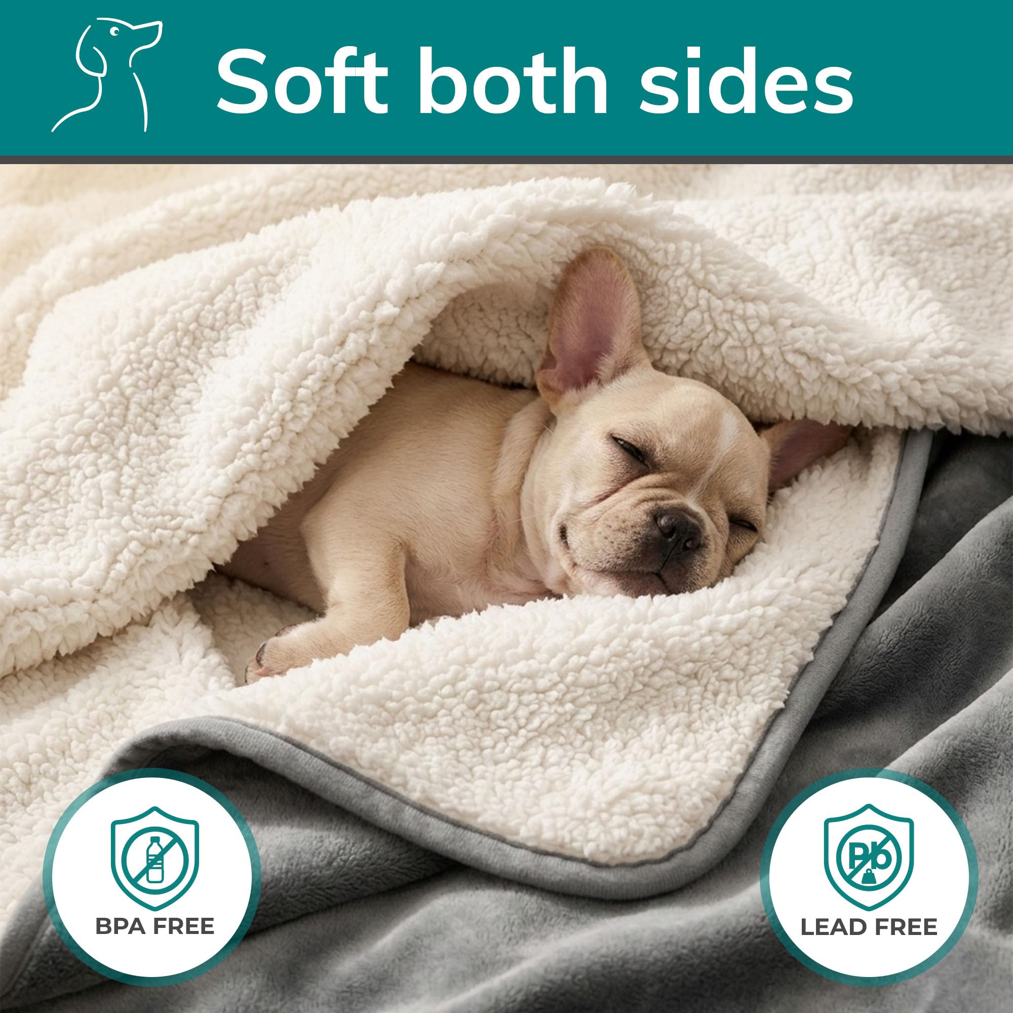 Manta impermeable lavable para perro, manta XXL a prueba de fugas para cama, sofá modular y grande, reversible, microfibra gris oscuro y forro polar sherpa gris, 60 x 79 pulgadas.