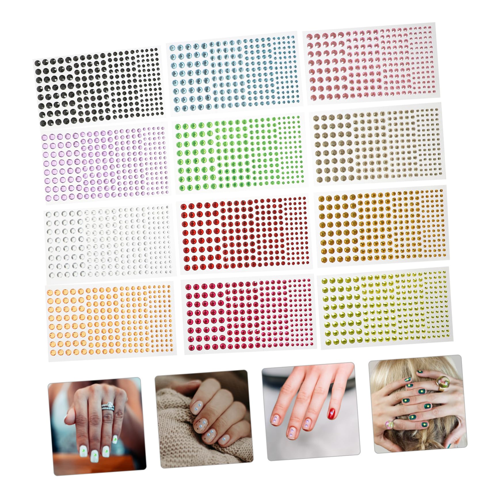 4 Set Adesivi Con Diamanti Gemme Del Viso Gemma Del Viso Trucco Etichetta Adesivo Decorazioni Unghie Adesivi Per Gioielli Per Il Viso Gioielli Facciali Acrilico 12 Fogli*4