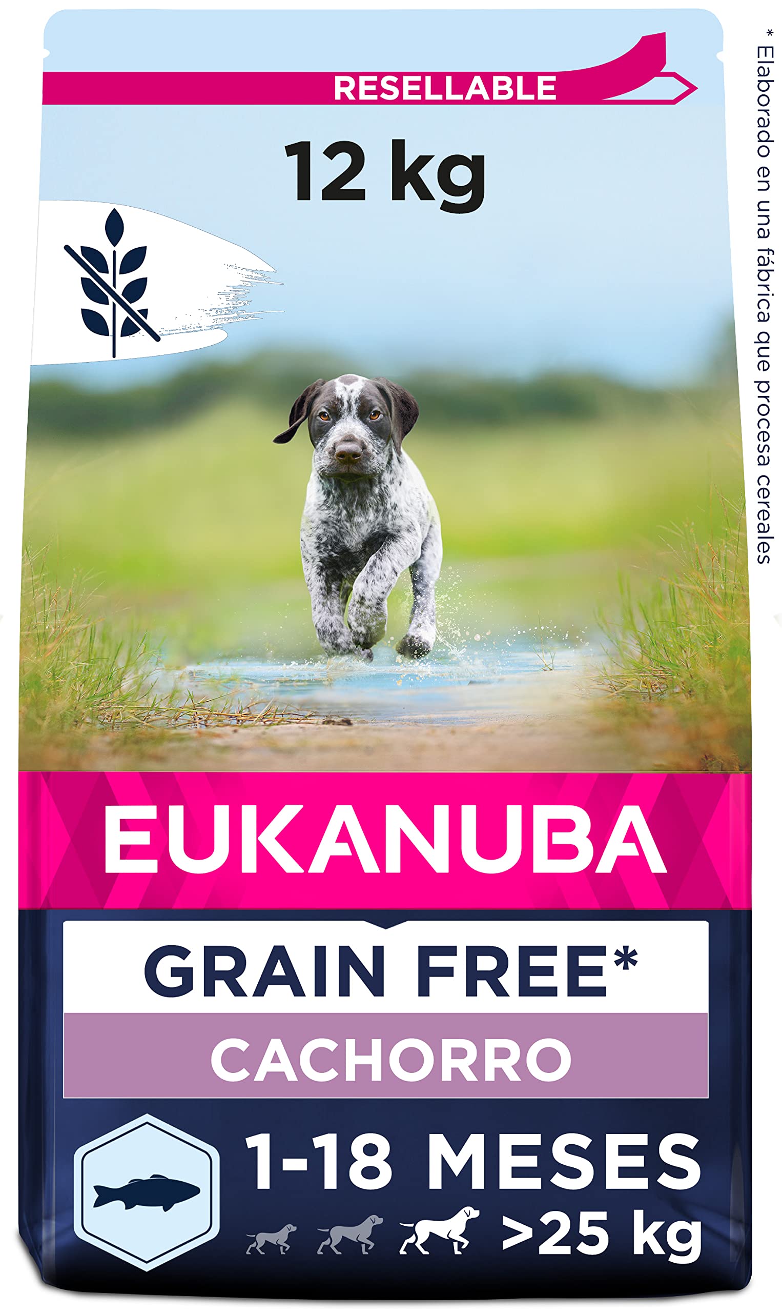 Eukanuba Grain Free Alimento para Cachorros de Perro de Raza Grande, Receta Baja en Alérgenos, 12 kg
