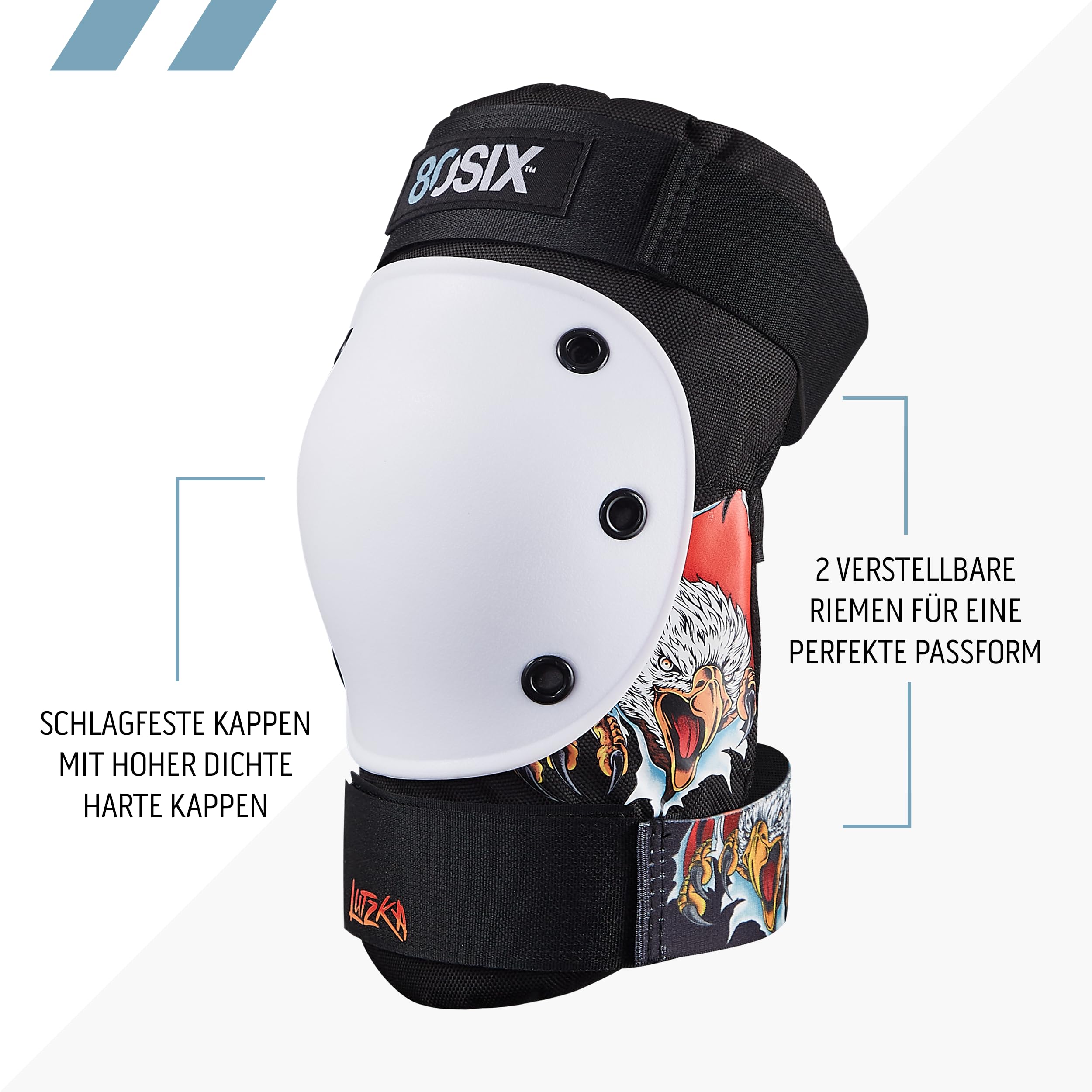 80SIX Skatehelm & 6er Protektoren Set, CE EN1078 Zertifiziert, Greg Lutzka Signature Edition für Skateboard, Scooter, BMX & Inline Skates, S/M & JR/XS, Schwarz
