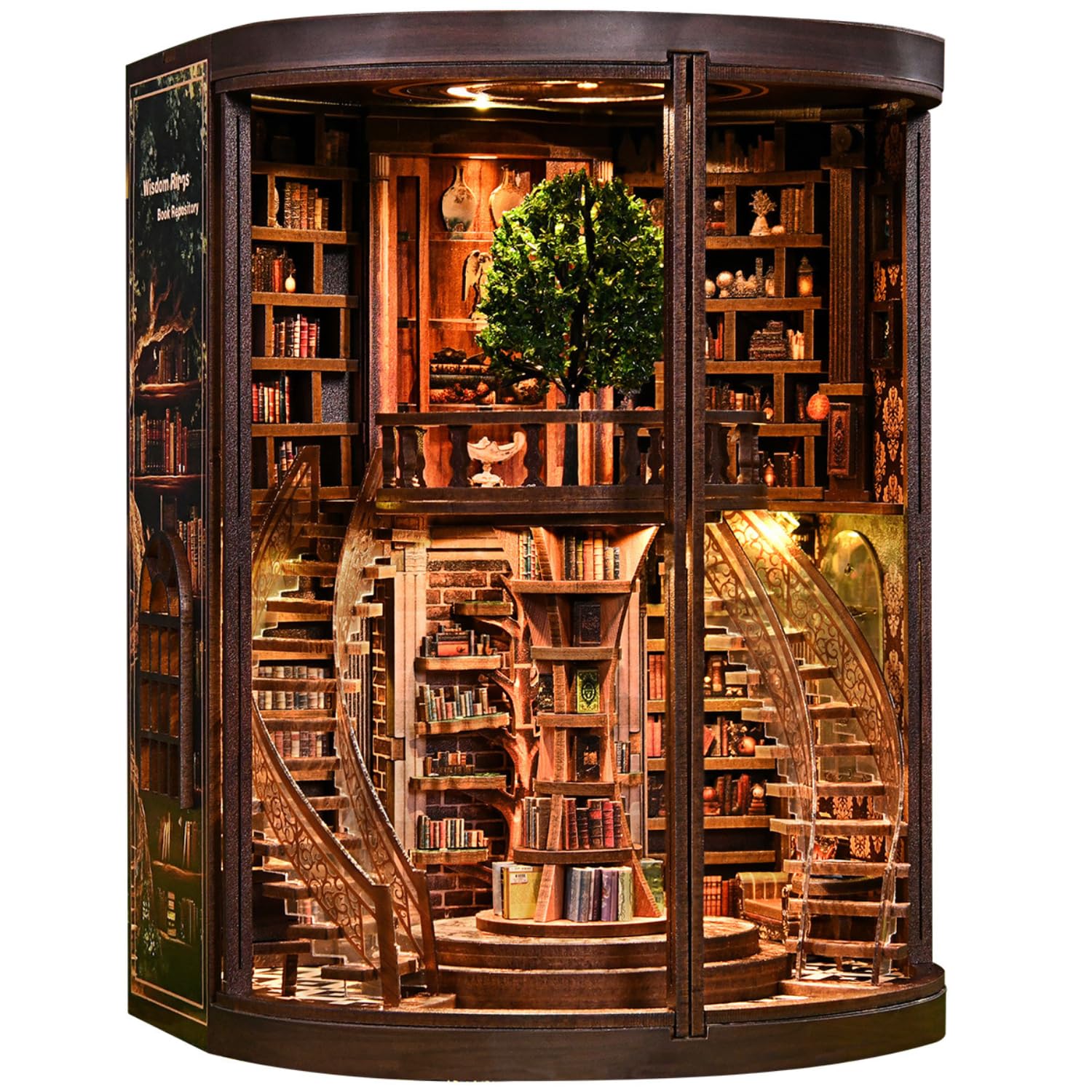 Hestremo DIY Book Nook Kit for Adults with Dust Cover - 3D Wooden Miniature Dollhouse Model Kit with LED Lights, Craft Kits for Adults, Creative Bookshelf Decor & Unique Gift Idea