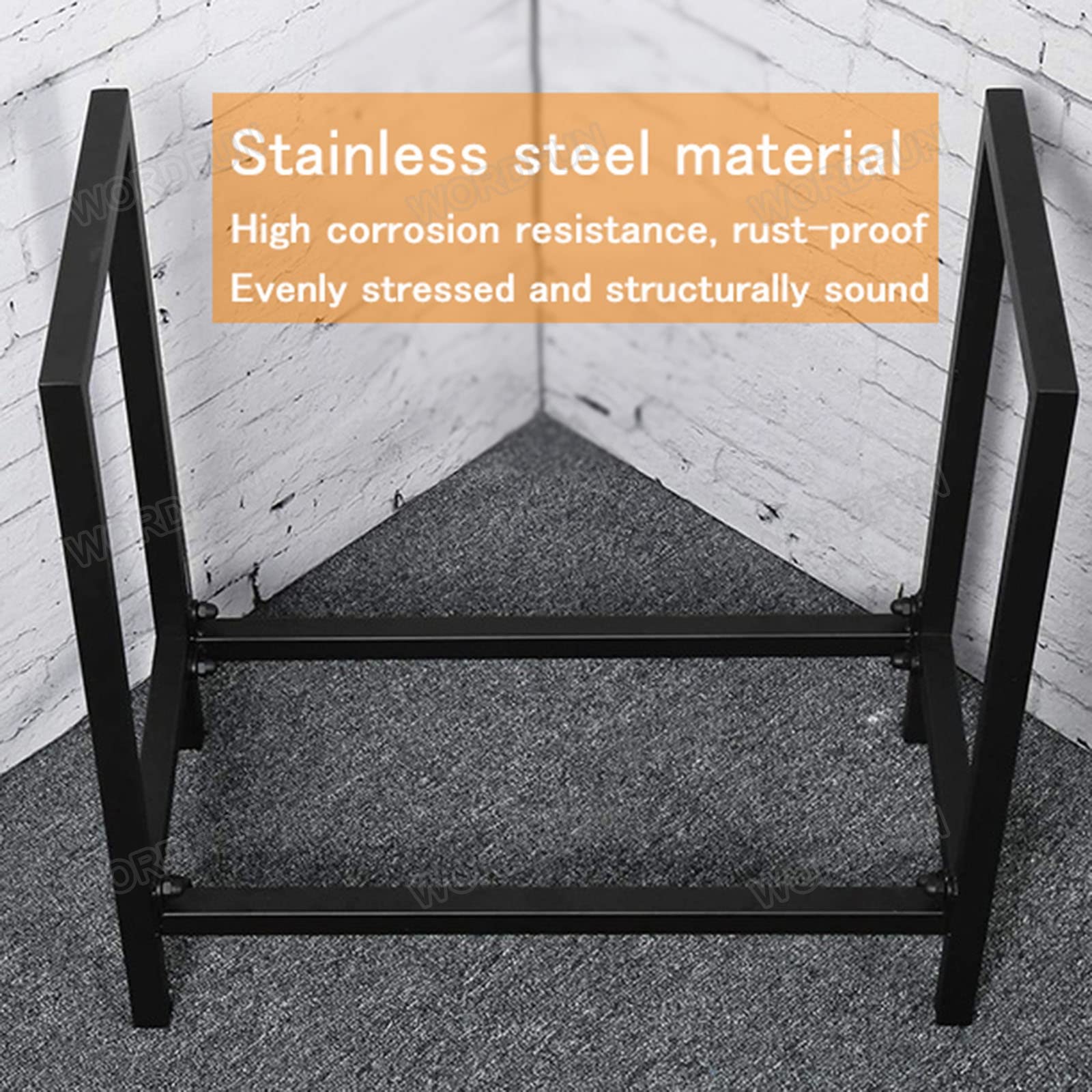 WORDFUN Scaffalatura in Metallo per Legna da Ardere, 61x30x61cm Rack di Legna da Ardere, Porta Legna per Esterno Legnaia da Interno, Scaffale per Legna Verticale, per Cortile Esterno