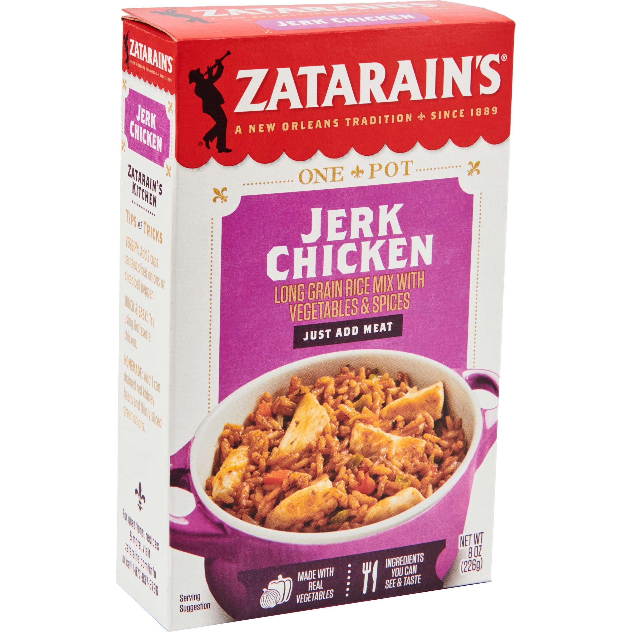 Zatarain's Jerk Chicken Rice Dinner Mix, 8 oz (Pack of 8)