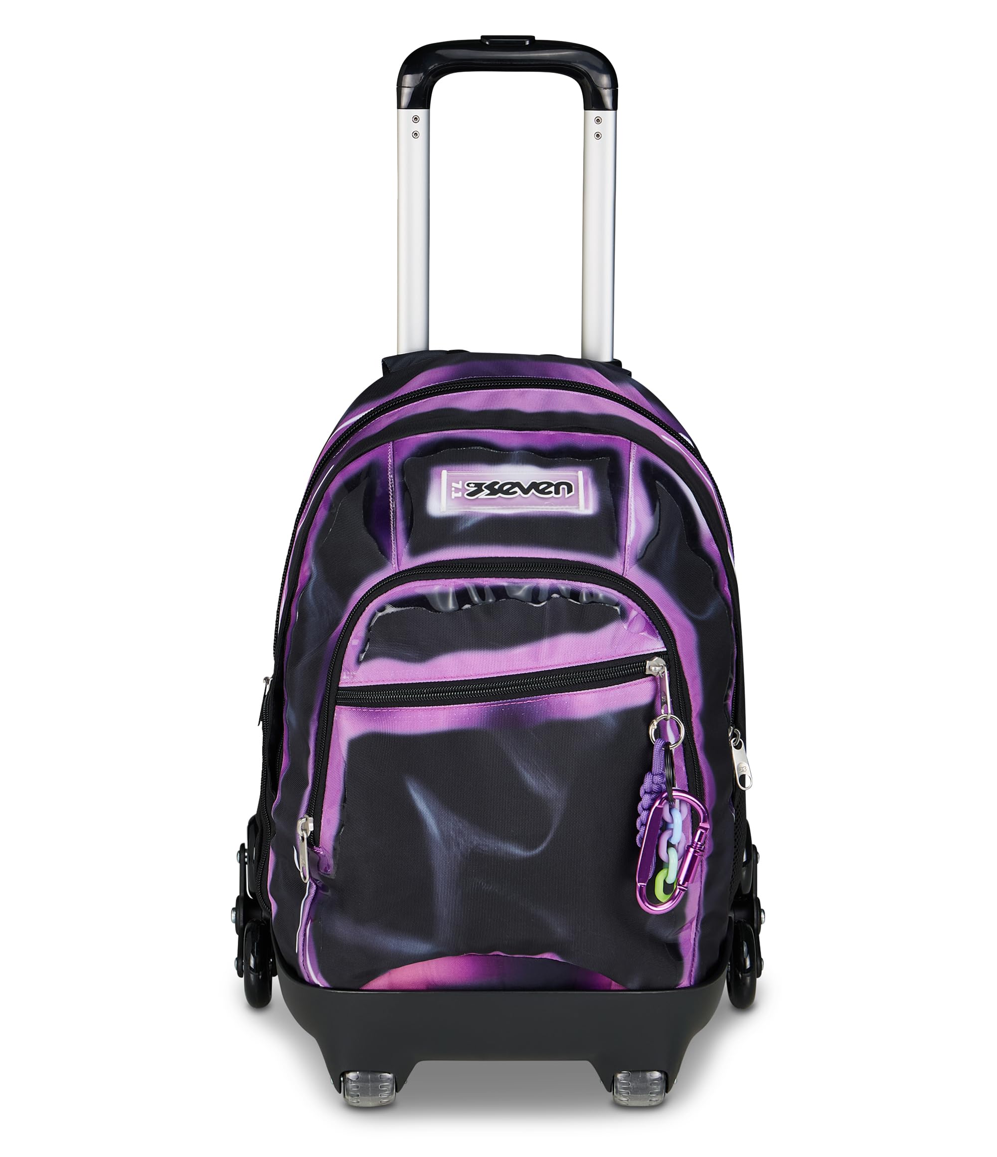 Seven Trolley Scuola Comby 8 ruote SHADOWS OF COLOR, Nero, 31 L, Scomponibile, Uso zaino, Barra telescopica regolabile, Tasca attrezzata, Tasca porta pc, Scuola elementare e media, Bambina, Ragazza