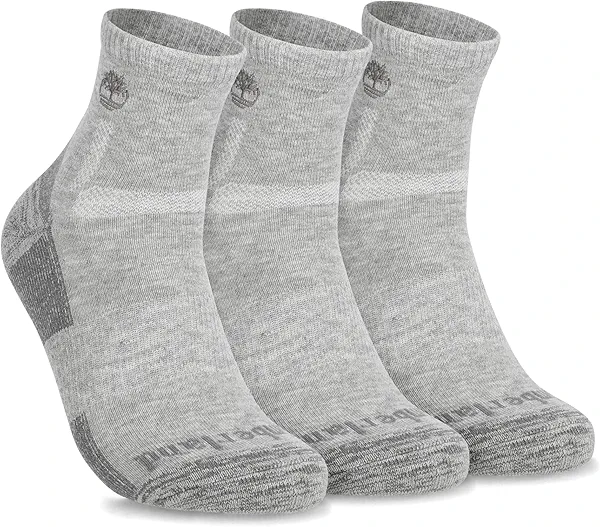 Timberland Mens Hiking, Wool, Winter, Cushioned Low Cut Quarter Socks With Arch Support (Size Medium & Large, Multiple Colors; 3 Pairs)
