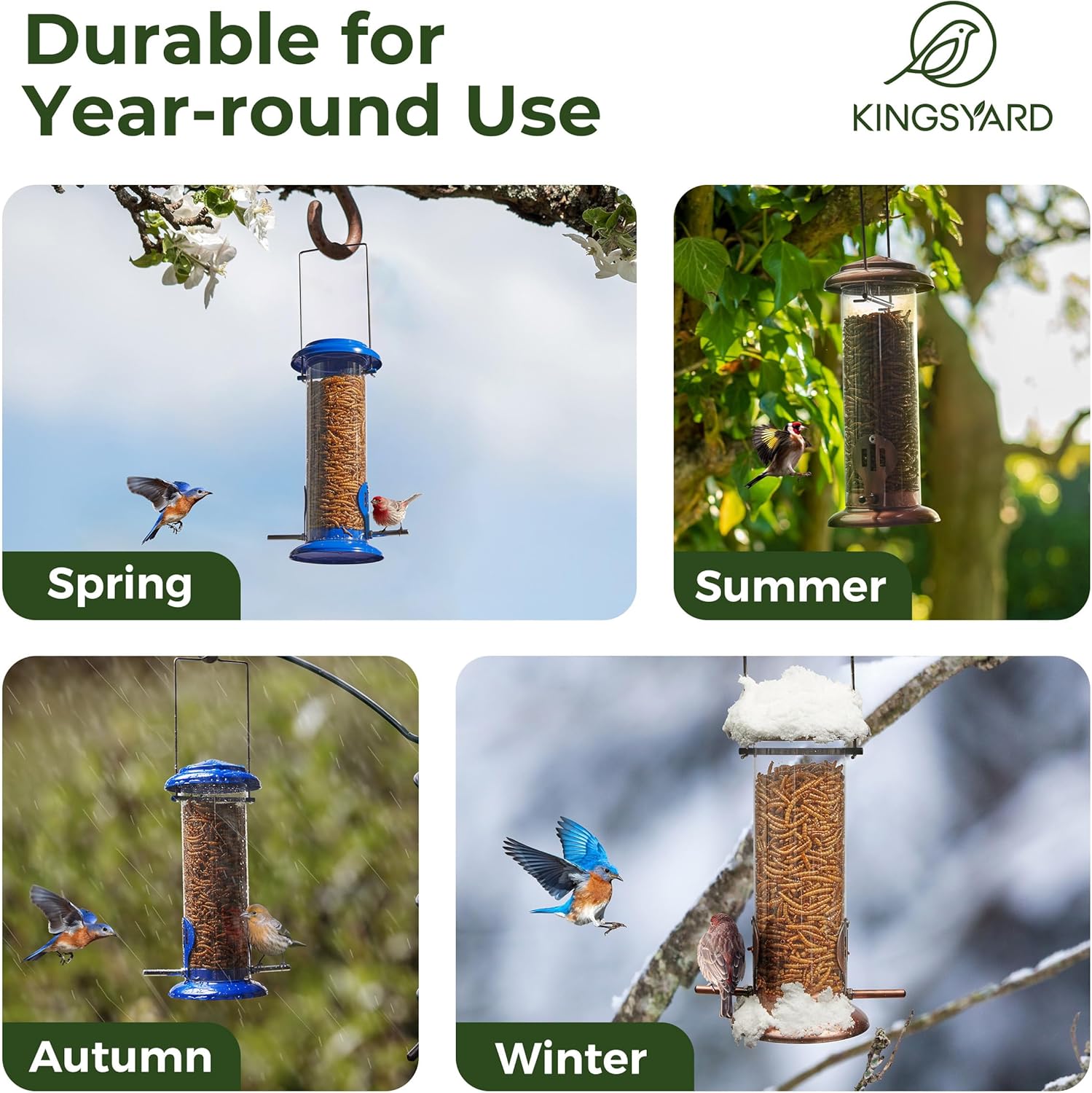 Kingsyard Mealworm Bluebird Feeder for Outdoors Hanging - Tube Bird Feeders for Outdoors Hangin