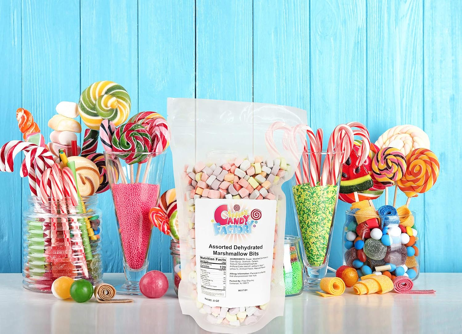 Sarah's Candy Factory Mini Dehydrated Marshmallow Bits (Assorted) in Resealable Bag, 8 Oz