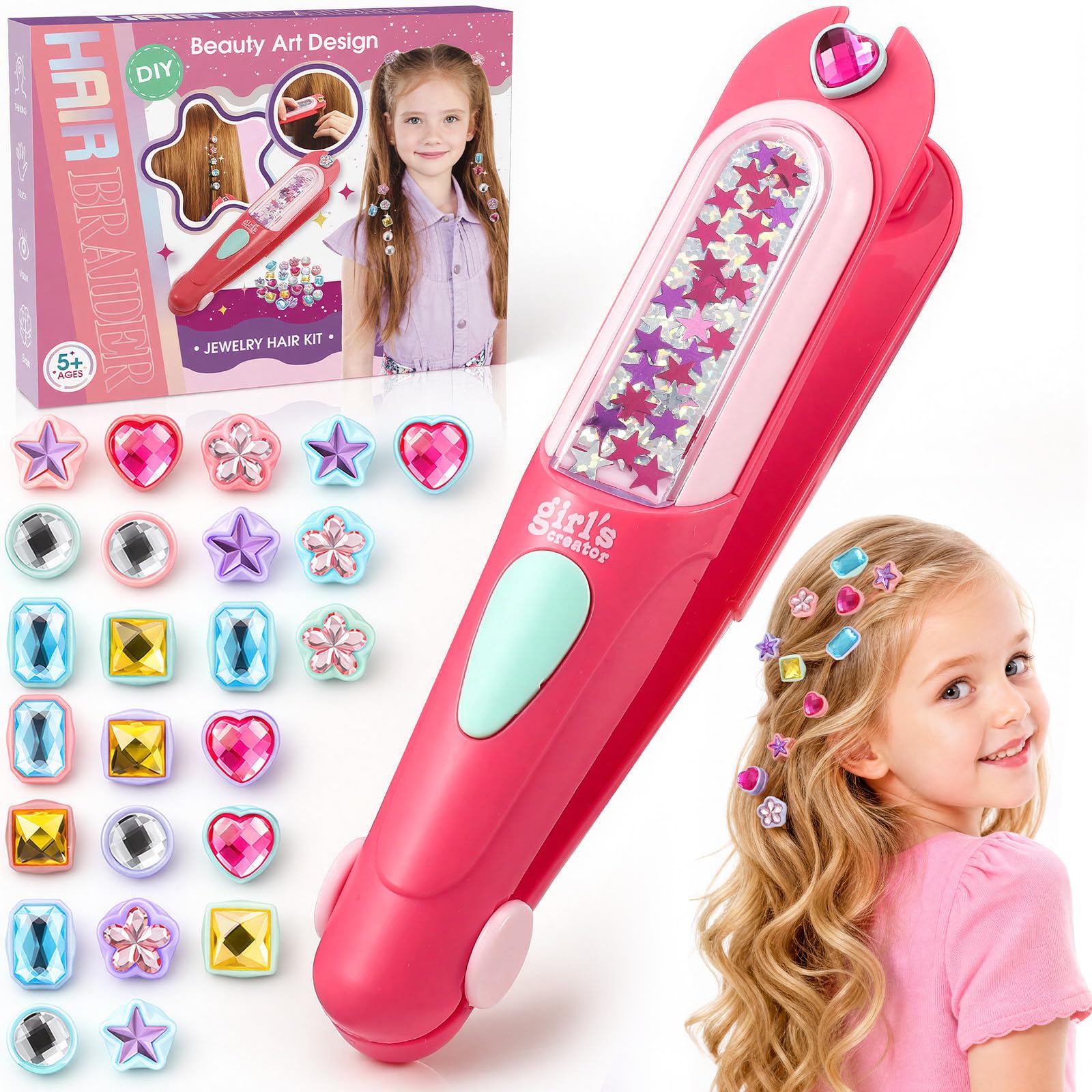 WootoySmart Hair Accessories for Girls Toys for 3 4 5 6 7 8 9 Year Old Girls Gifts, Hair Braiding Kit Kids Hair Accessories Beads for Braids for Girls Birthday Presents for 3-12 Year Old Girls Toys