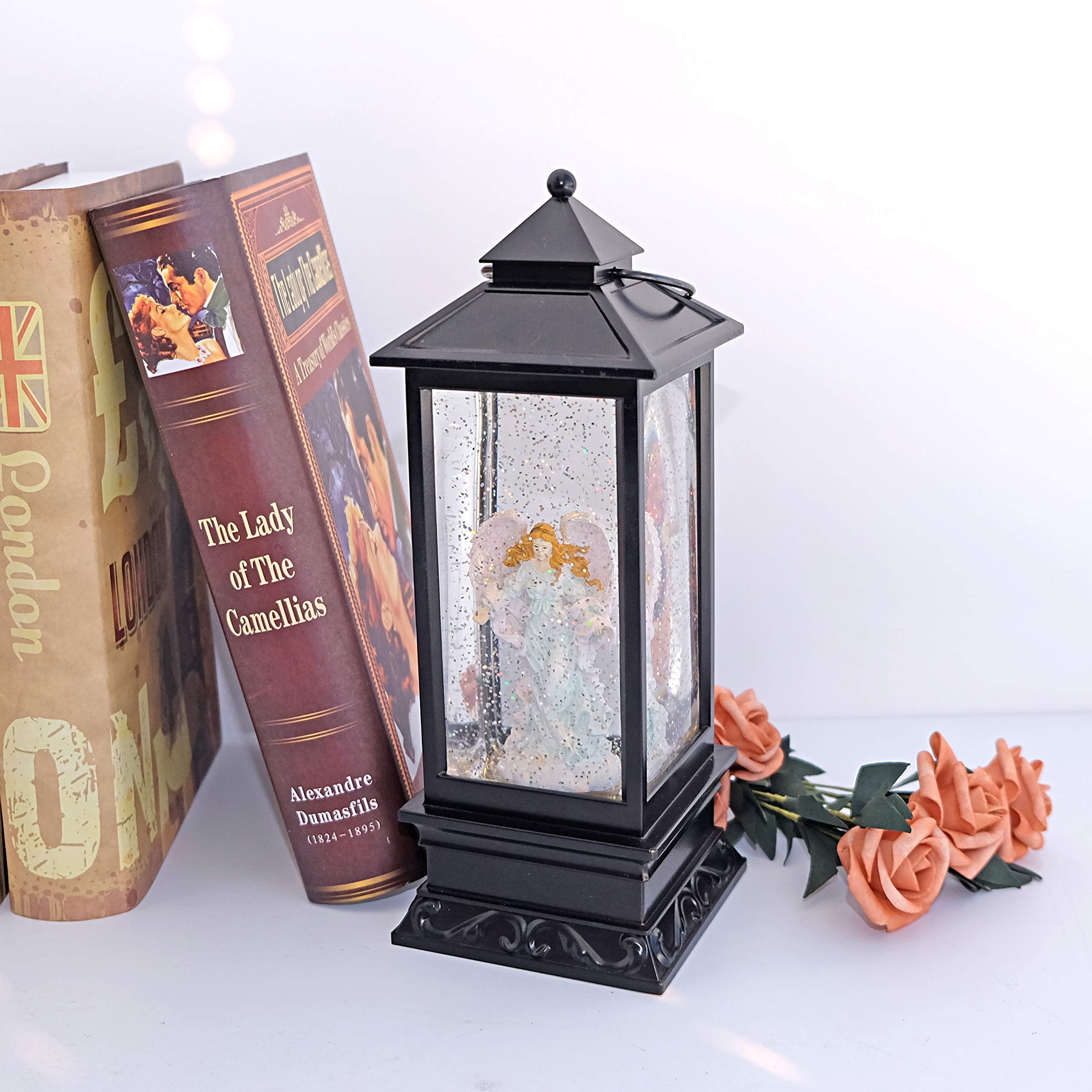 Farol LED de Cobre Envejecido, Funciona con Pilas, para decoración del hogar, con Purpurina líquida