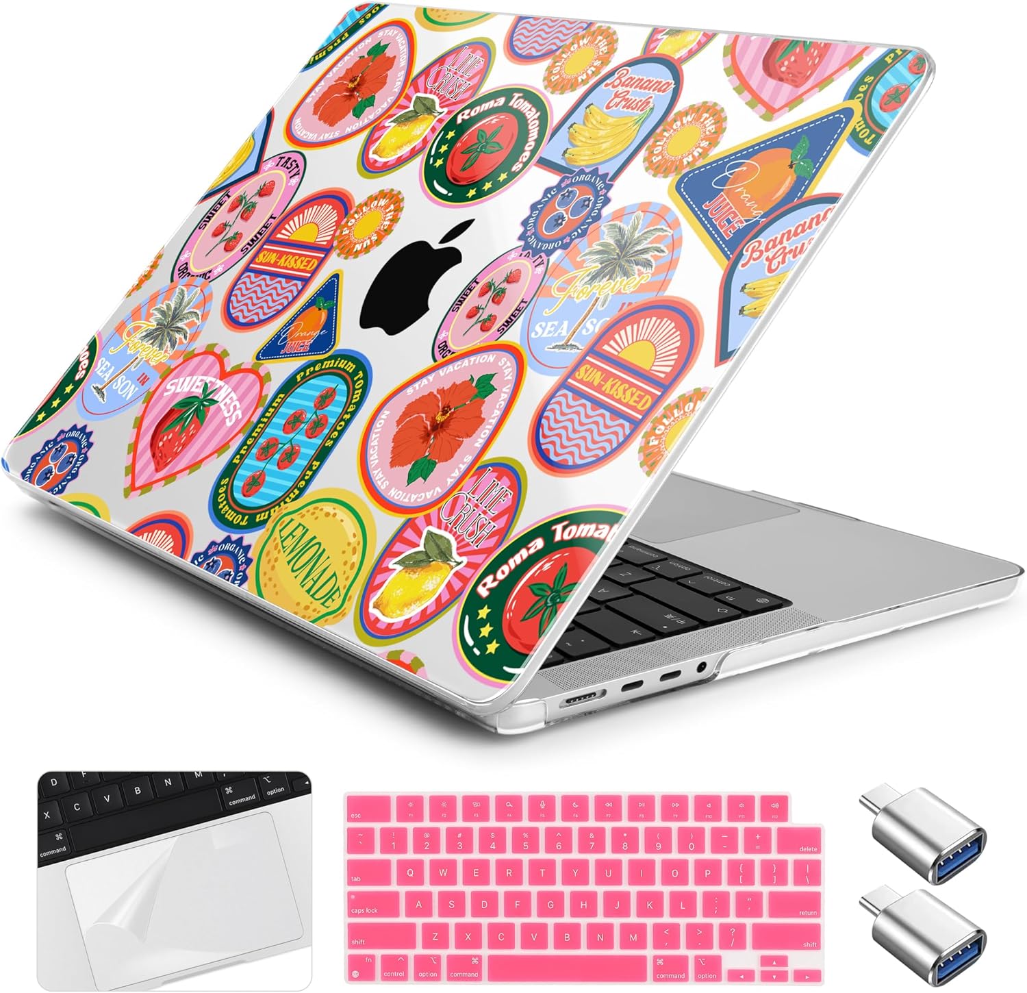 for MacBook Pro 14 inch Case 2026 2025-2021 Release M5 M4 M3 M2 M1 Pro/Max A3427 A3426 A3434 A3112 A3185 A3401 A2918 A2992 A2779 A2442,Case&Keyboard Skin&Trackpad Film&2 OTG, Summer Escape