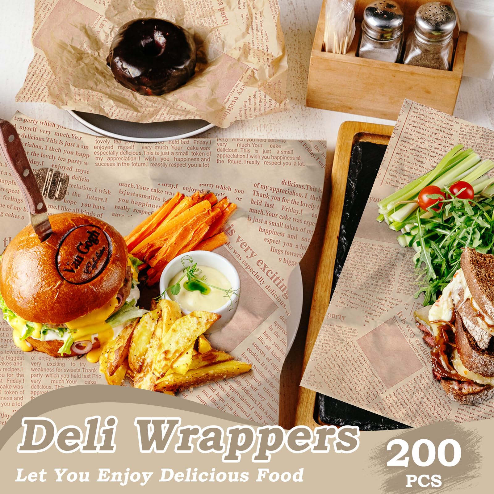200 Feuilles De Papier Sulfurisé Alimentaire 15x15 Cm, Pour Emballer Sandwichs, Burgers, Frites...