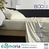 Vista 2 de Thread Spread - Juego de sábanas de 100% algodón egipcio con tejido de satén de 800 hilos de la colección Exotic Hotel, color blanco y marfil