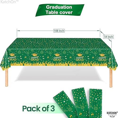 Miniatura 4 de Felicidades Grad - Mantel verde - 108 x 54 pulgadas, paquete de 3  Decoraciones de graduación 2023 para decoraciones verdes de fiesta de graduación
