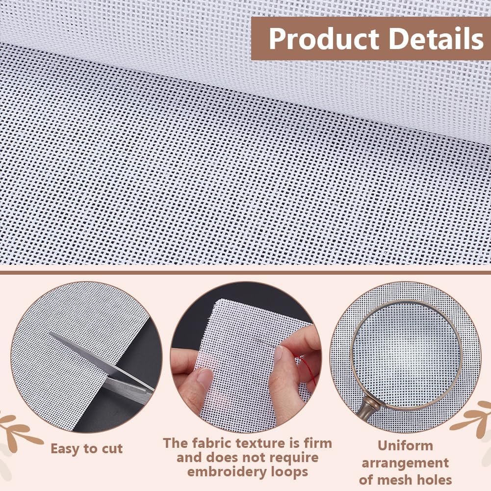 ORIGACH 2 PCS 18 Mesh Needlepoint Canvas White Needlepoint Canvas Embroidery Blank White Cloth for Cross Stitch and Needlepoints Projects – Perfect for Crafters & Gift-Making, 20×18Inch
