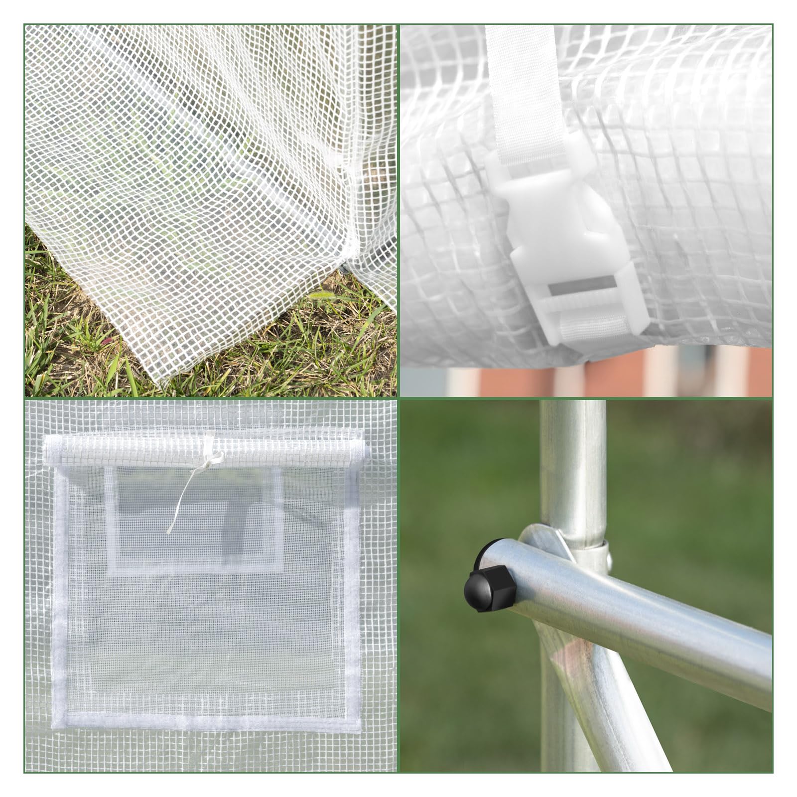 WOLTU Invernadero para Jardin, Invernaderos de Huerto, con 1 Puerta y 6 Ventanas, 200x300x200 cm, Tubos de Acero Resistentes, Cubierta de PE 140g/㎡, Blanco