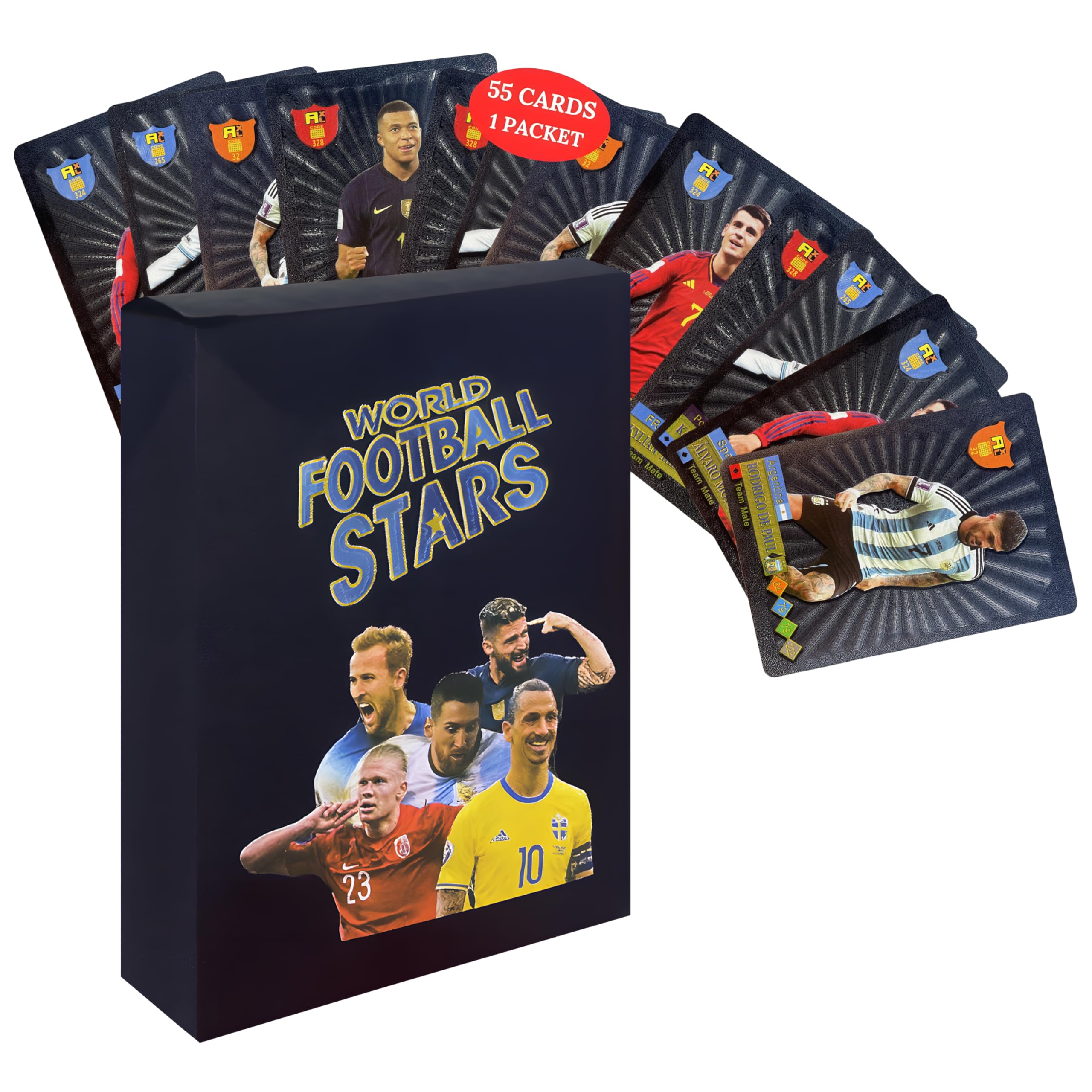 2025 Playing Soccer Cards | 55 Unique Cards for Soccer Players | Unforgettable Moments for The Whole Family for Friends, Siblings, and Soccer Fans | Printed on Premium Paper – Black - Not Orignal