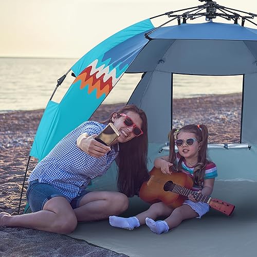 LET'S CAMP Tienda de campaña de playa desplegable para 2 personas, refugio solar de fácil instalación, protección UV con porche con cremallera