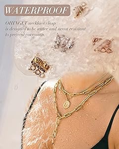 OHINGLT Lucky Necklace Layering Clasps Separator for Stackable, Rose Gold Plated Multiple Necklace Clasps for Women