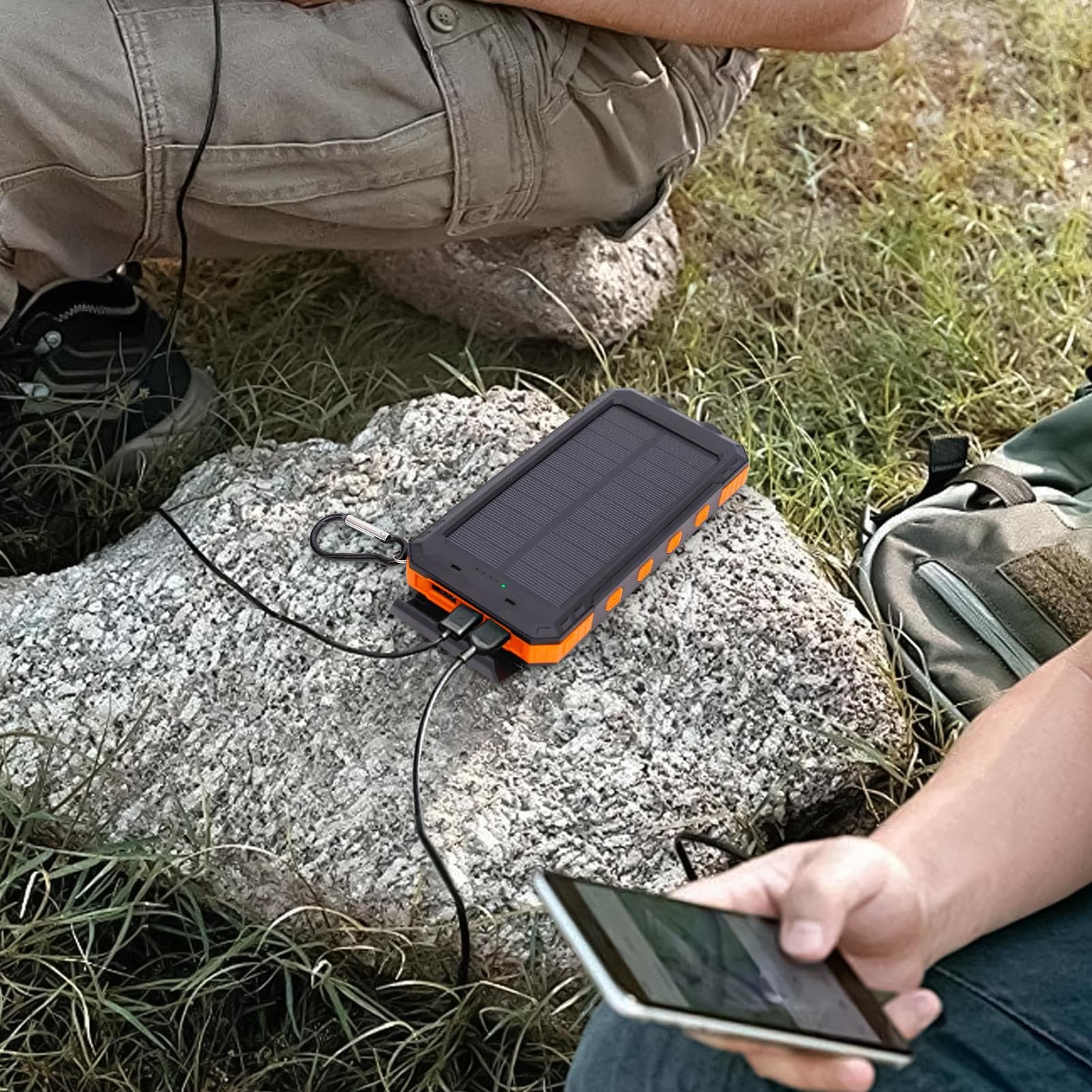 Caricatore solare da 20000 mAh, ricarica rapida, torcia elettrica e impermeabile, caricabatterie solare portatile per campeggio, emergenze all'aperto, viaggi e uso domestico
