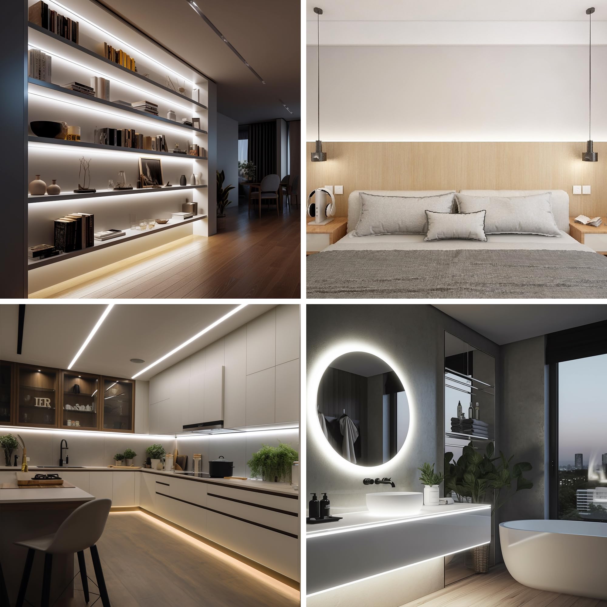 Pandery, Striscia LED COB, CRI90+, striscia LED dimmerabile touch da 5 m, striscia bianca 6000 K, 1600 LED, 24 V, striscia LED per camera da letto, TV, cucina, armadio