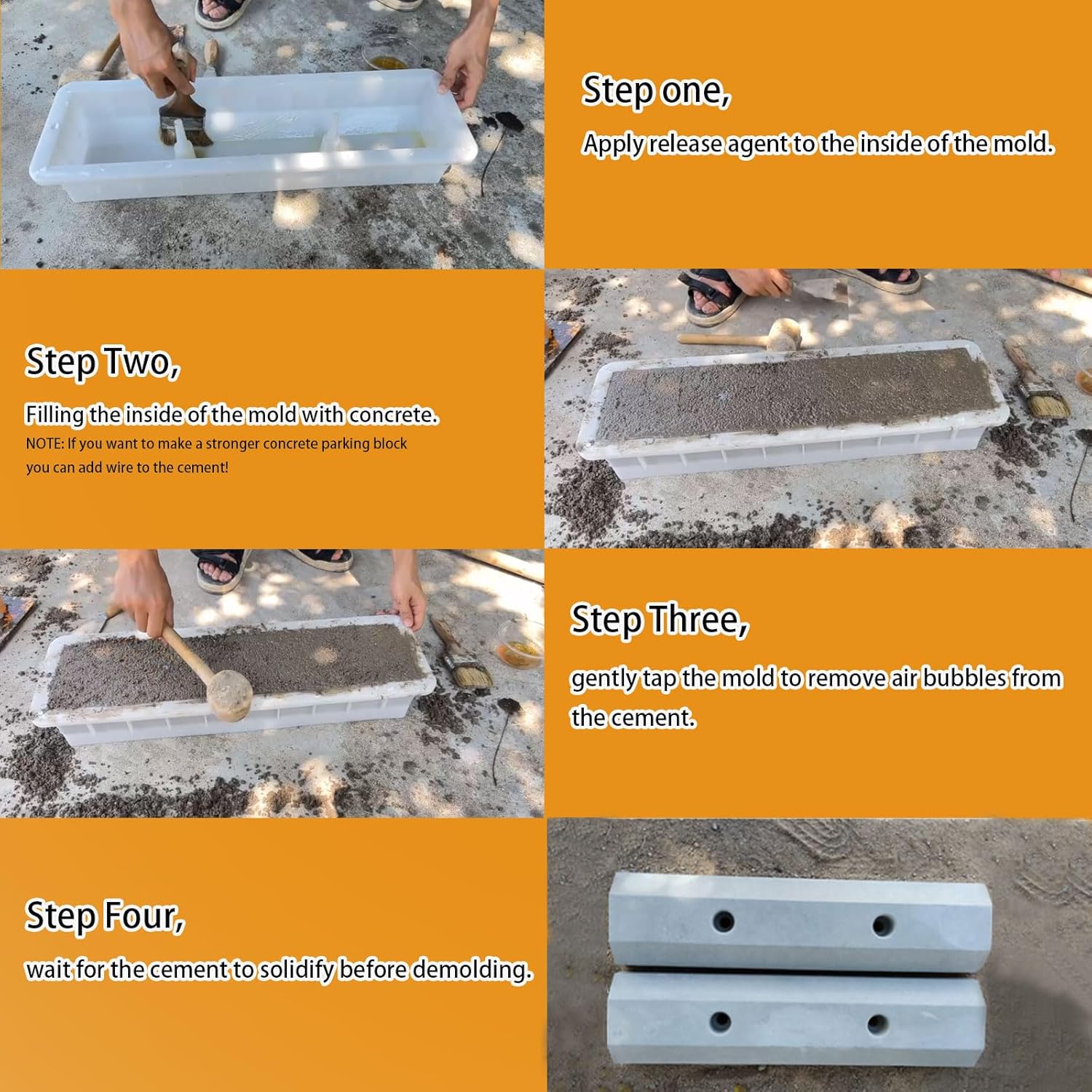 Parking Block Concrete Molds, Reusable Parking Curb Cement Molds for Driveway,Precise Size Car Park Stopper for Vehicle,Durable Garage Parking Stops