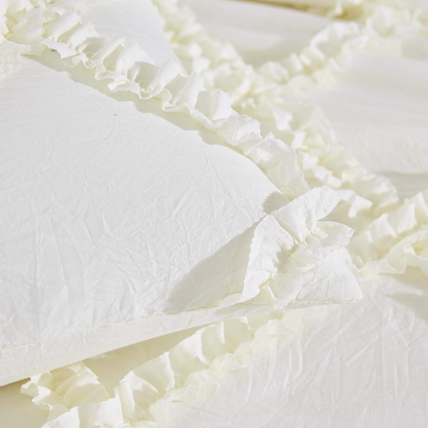 HIG 3 Piece Ruffle Skirt Bedspread Set -30 inches Drop Ruffled Style Bed Skirt Coverlets Bedspreads Dust Ruffles- Bedding Collections-1 Bedspread, 2 Standard Shams (Sabella-Ivory, King)