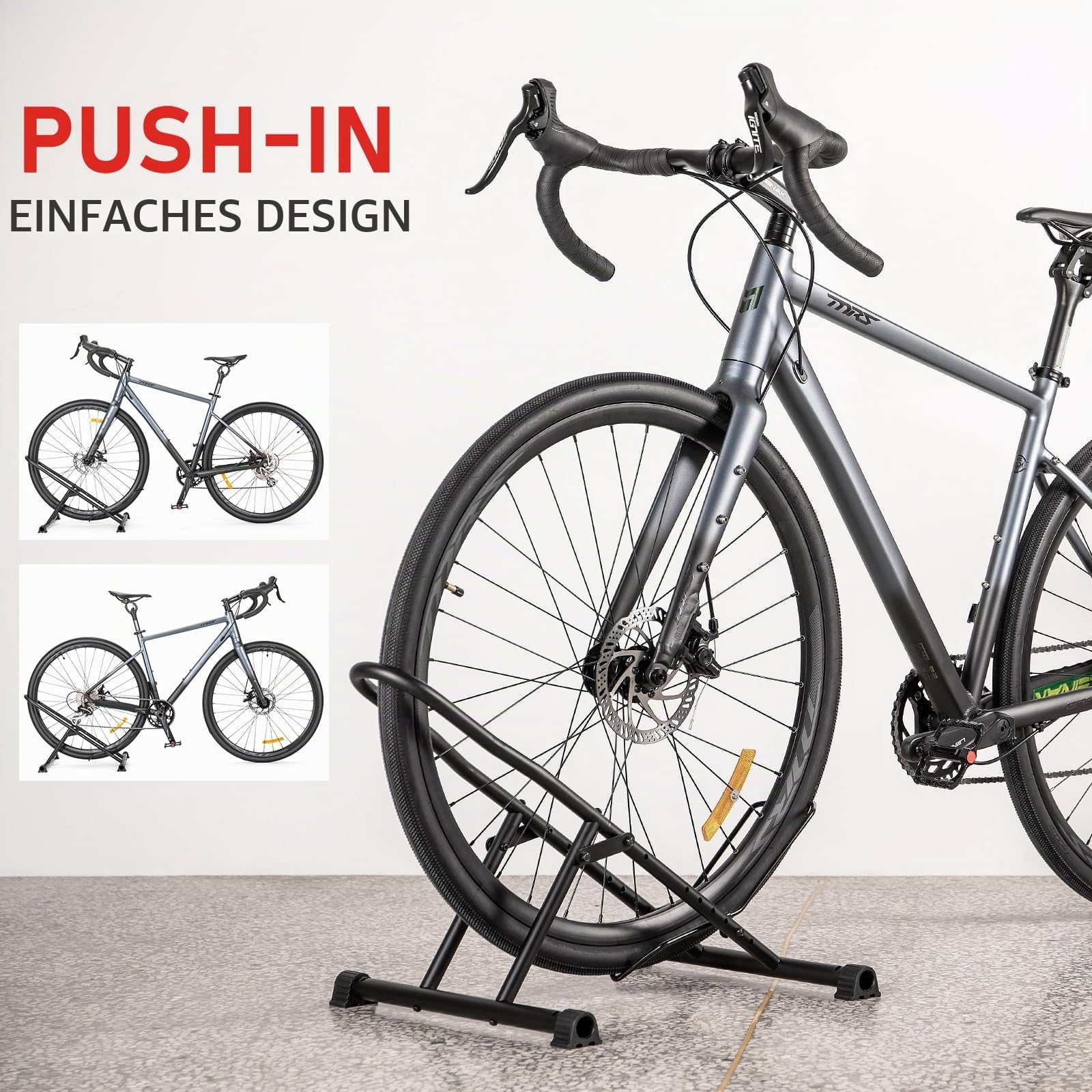 cyclists Fahrrad-Bodenständer für Garage & Zuhause, Verstellbarer Fahrradständer für 20–29 Zoll, bis 3 Zoll Reifenbreite, für MTB, Rennrad & Gravelbike
