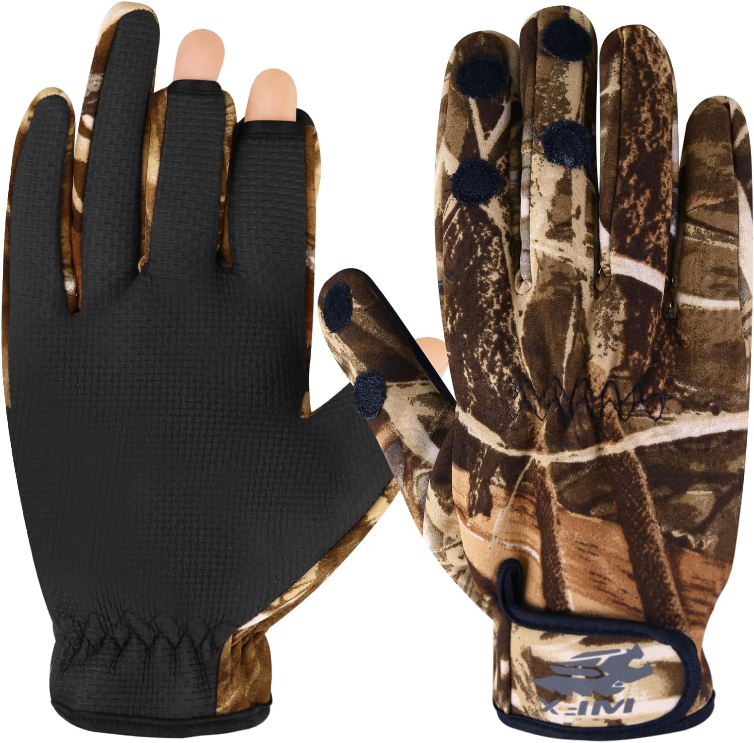 Fishing Gloves with Fingerless Hunting Gloves for Men & Women Cover Fish Gloves Lightweight Anti-Slip Lined Fleece Adjustable Fabric Windproof for Fishing Cycling Outdoor Sports