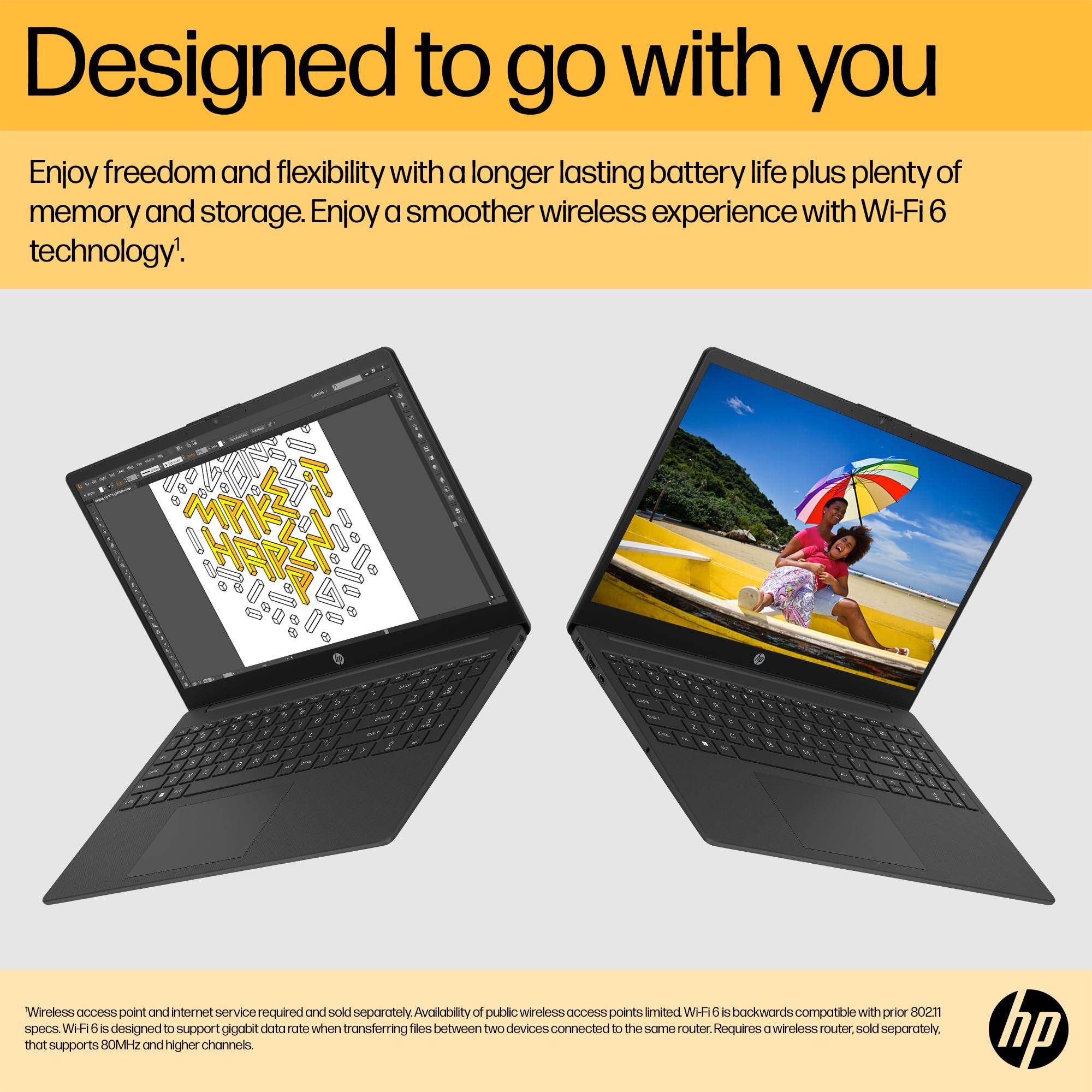 HP 15.6" Laptop | AMD Ryzen 3 7320U Processor | 8 GB RAM | 256 GB SSD | AMD Radeon Graphics | FHD Display | Up to 11hrs 15 mins battery | Windows 11 | Dual Speakers | Jet Black | 15-fc0045sa — view 10