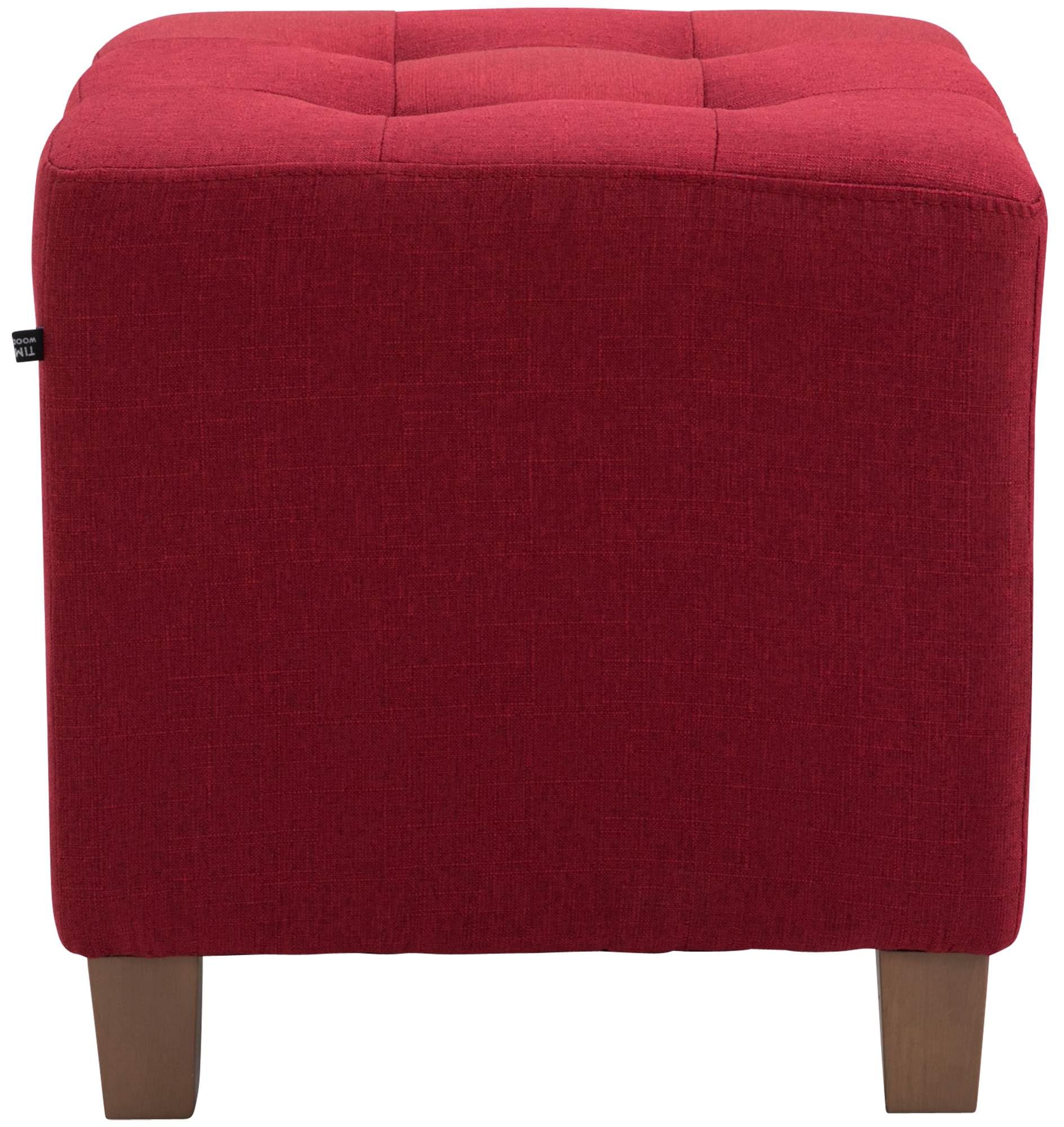 CLP Poggiapiedi Divano Pharao I Sgabello Pouf Capitonné Imbottito in Stoffa I Sgabello Basso Salotto Piedini in Legno, Colore:Rosso