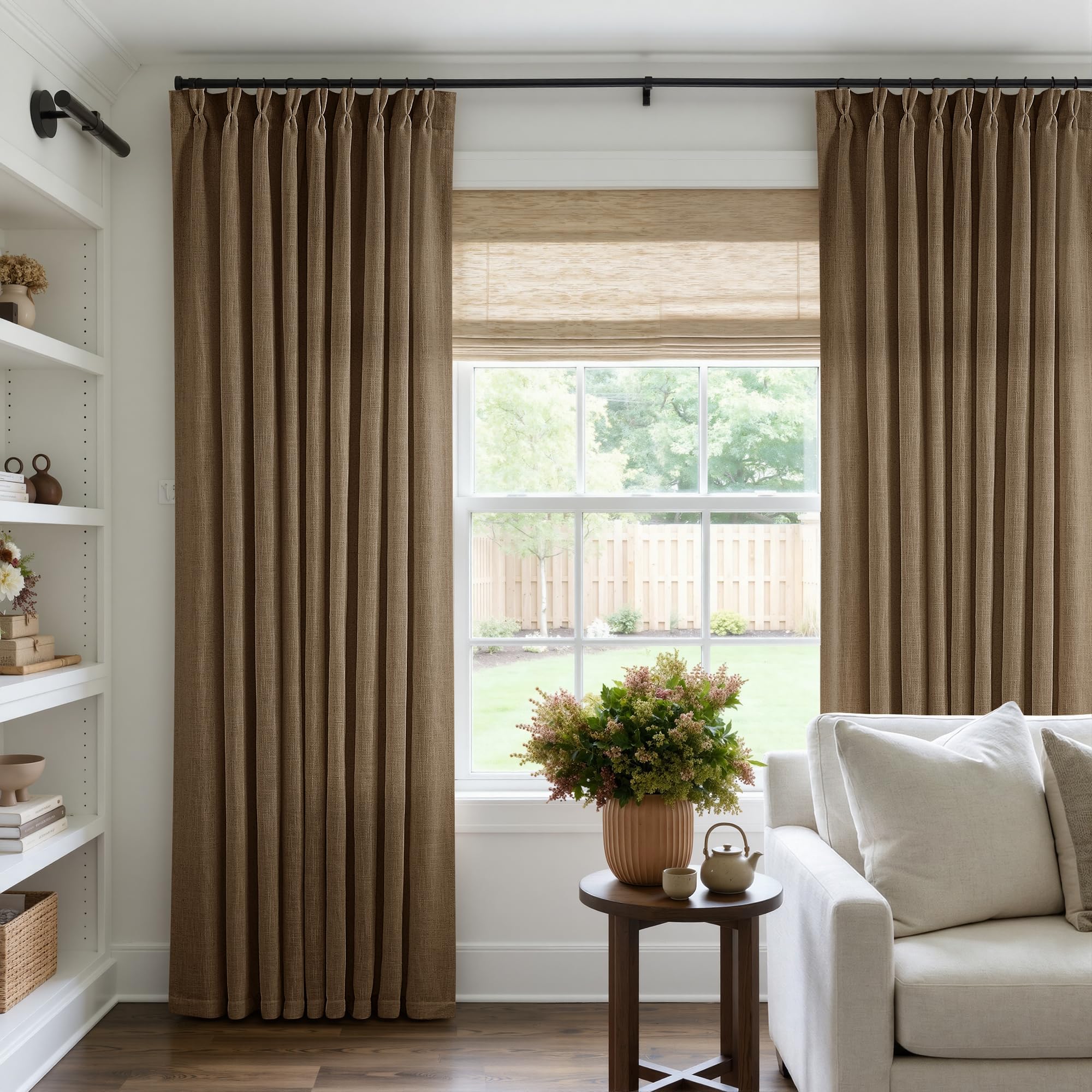 Dutch Cocoa Pinch Pleat Linen Curtains 96 Inches Long 60 Inch Wide 1 Panel