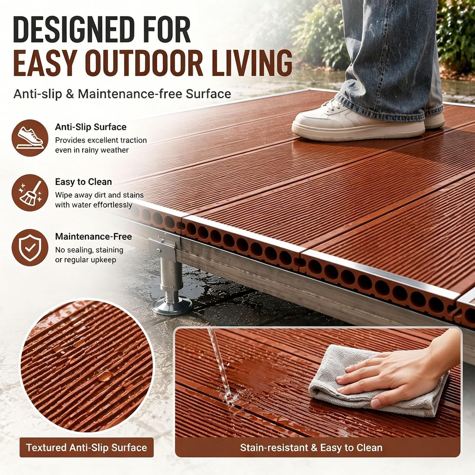Modular Encajable, Plataformas de Tarima WPC Exterior Prefabricadas