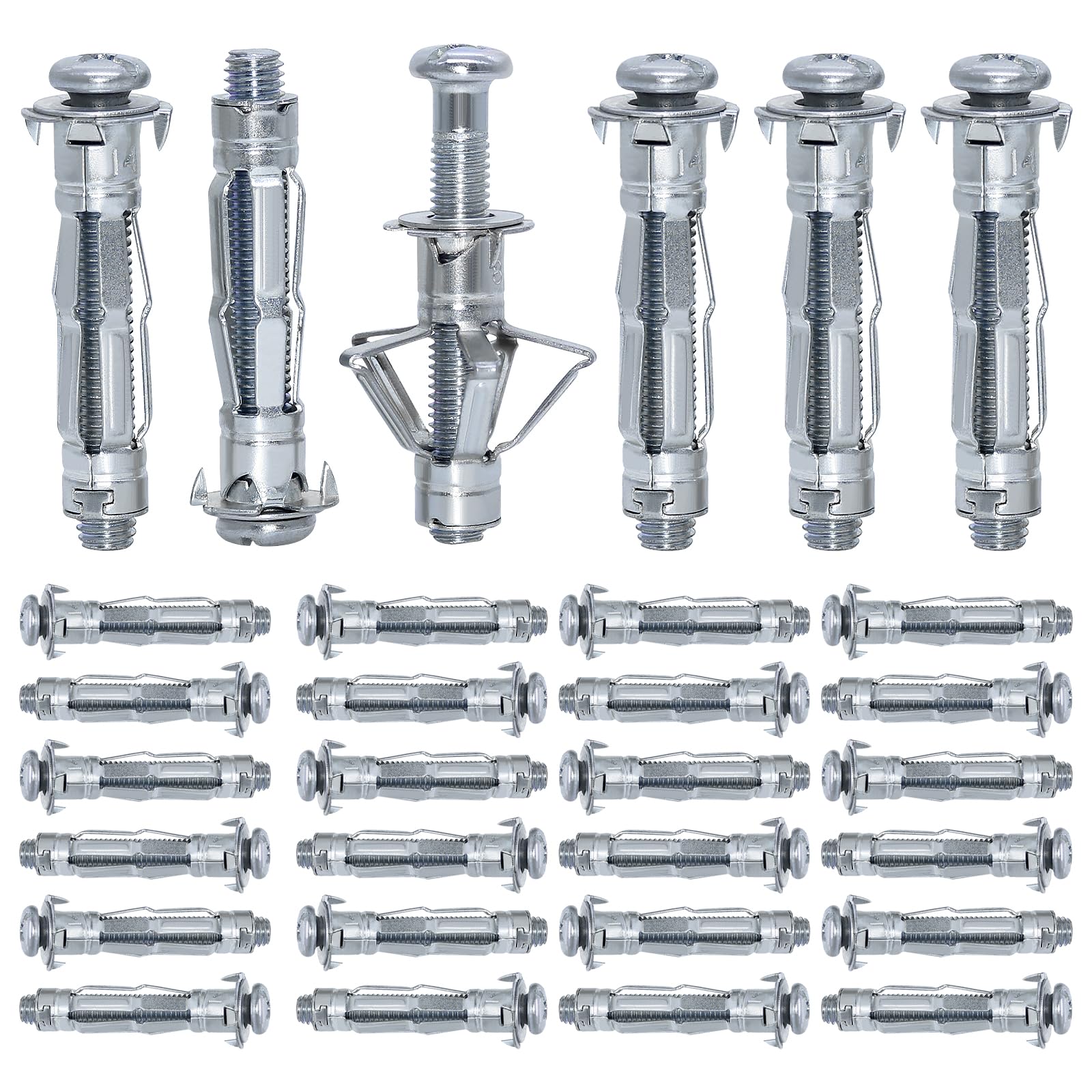 Tasselli Per Cartongesso 25 Pezzi - Ø12x65mm Con Vite M6x72mm, Argento - Foto 2