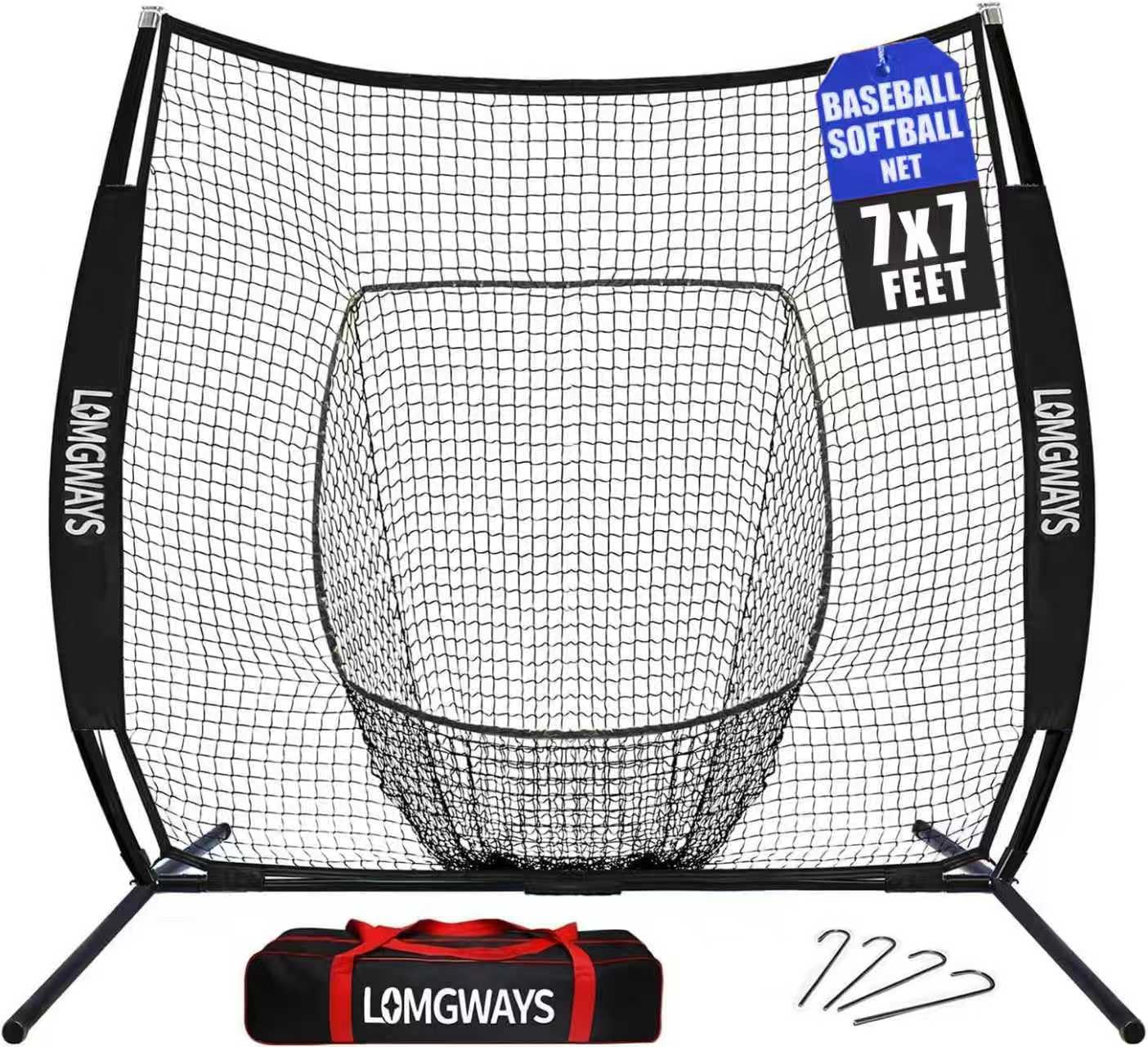 7x7FT Portable Baseball &amp; Softball Practice Net with Steel Frame and Bag