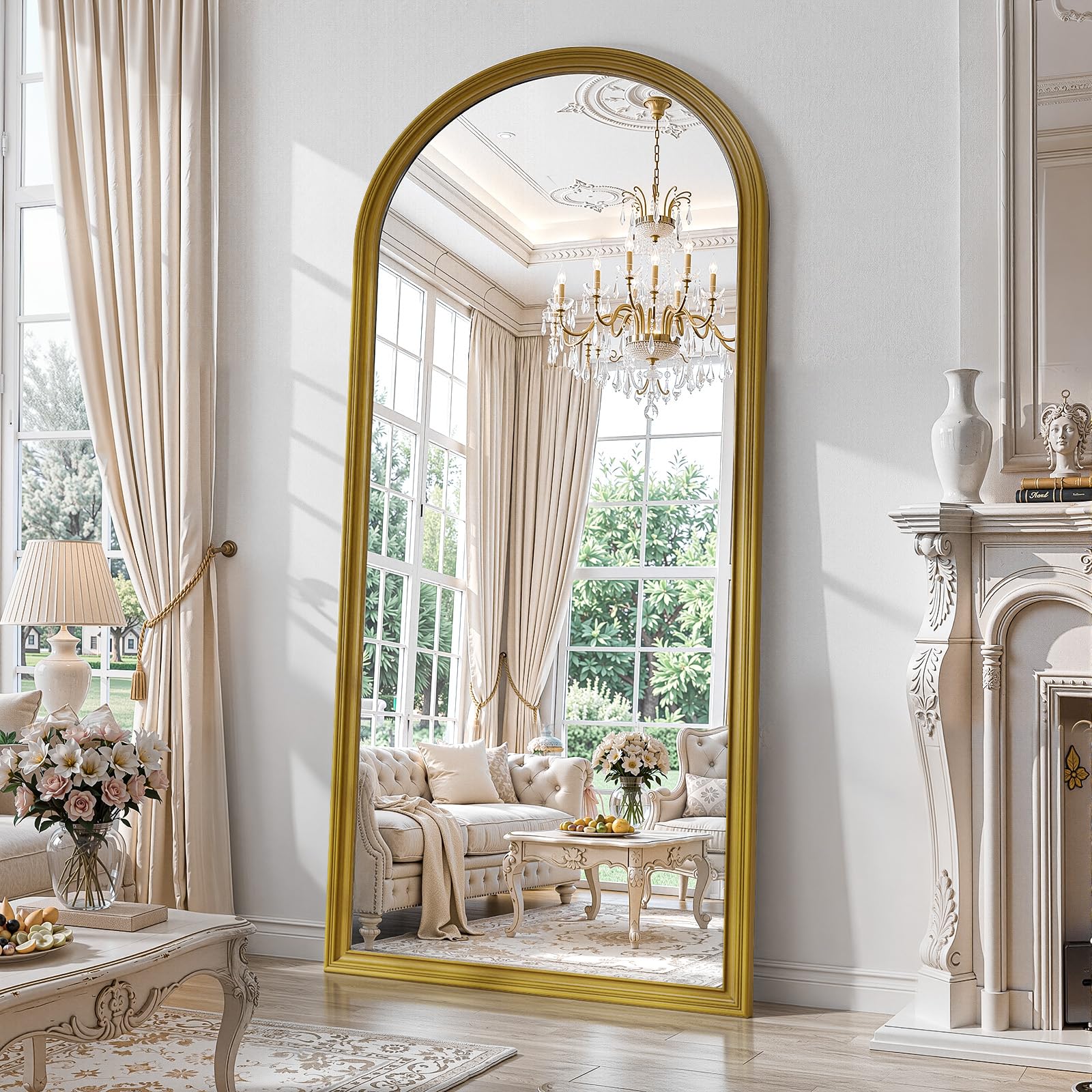 Photo 1 of WISSMIELS 71" Ornate Arched Full Length Mirror