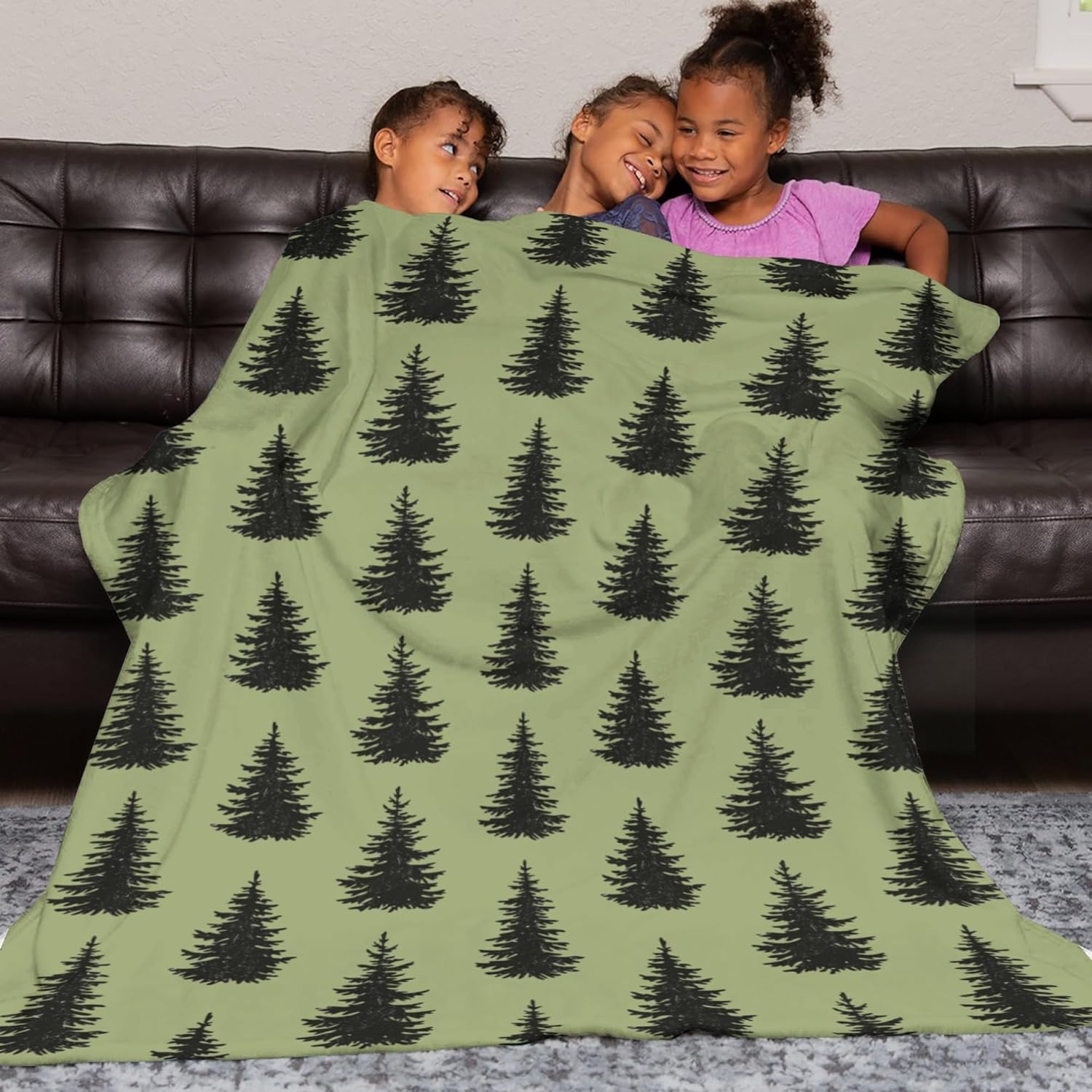 Christmas Tree Throw Blanket, Green Xmas Tree Design Lightweight Fuzzy Blanket Cozy Soft Warm Flannel Blankets for Couch Sofa Bed Living Room Home Decor Tree Lovers Gifts Ideas 50"X60" - Image 9