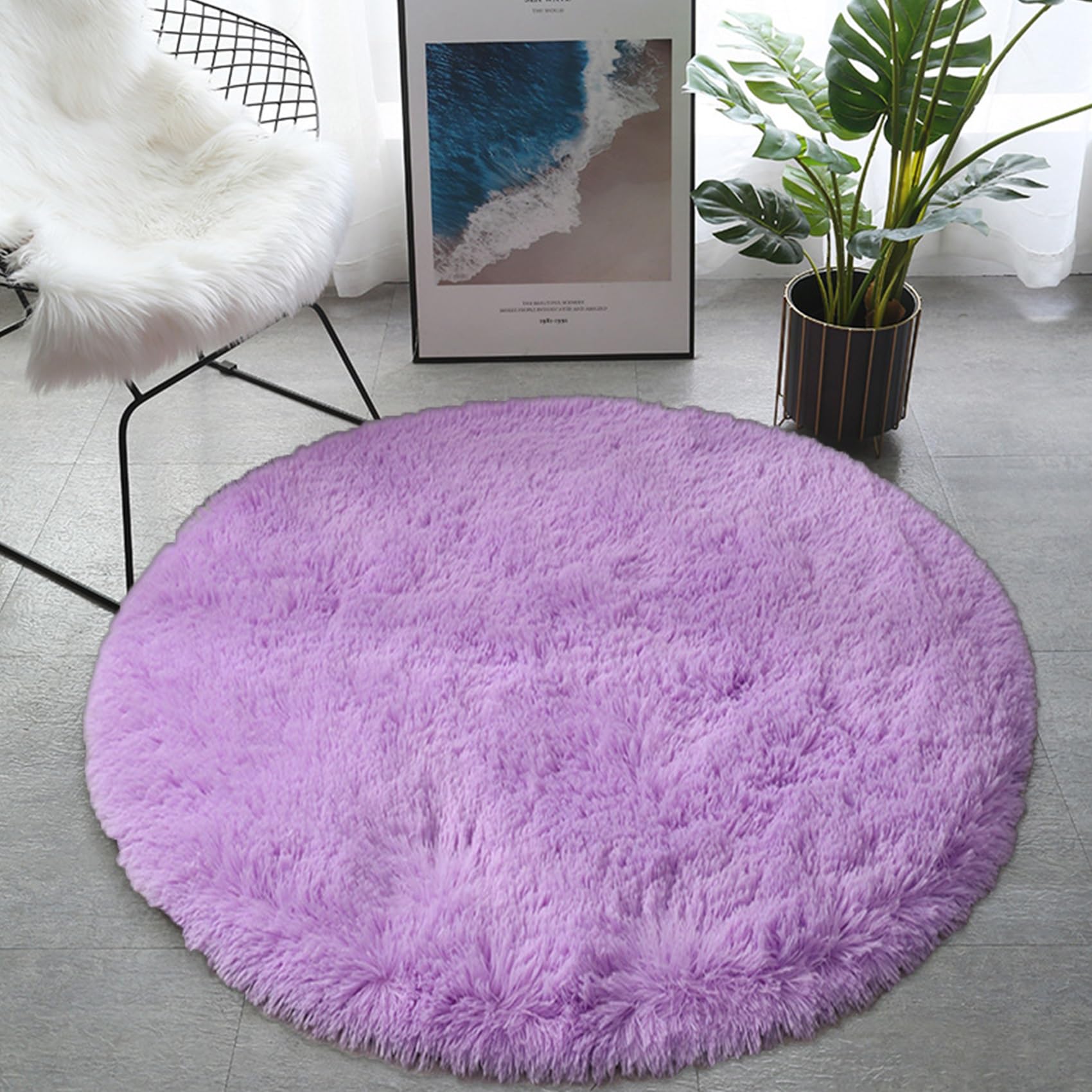 CUIMEI Rugs Living Room Extra Large 240 x 240 cm, Non-Slip, Anti Fatigue, Durable and Versatile, Multiple Colour Size Options, for Lounge Traditional Kitchen Rug Non Slip, Purple