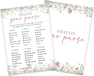 Bridal Shower Games, 25 Game Cards, Wildflowers Theme Games Card for Wedding, Bridal Shower, Engagement, Bachelorette Party, Wedding Party Game for Decorations Favors Supplies -A10