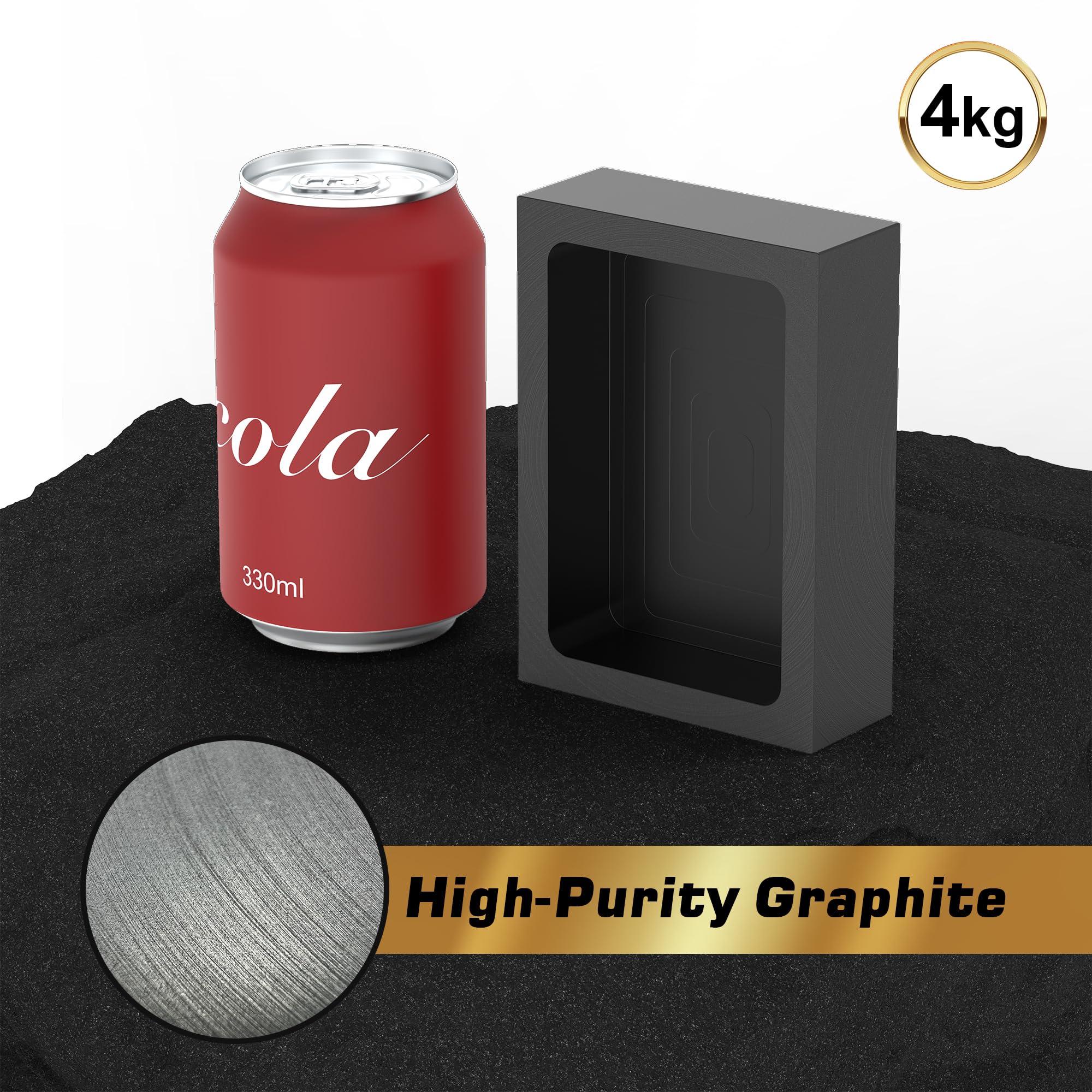 Stampo in grafite premium da 4 kg per fusione di metalli - Materiale ad alta purezza per oro, argento, alluminio, rame e ottone - Resistente al calore fino a 1800℃/3272℉