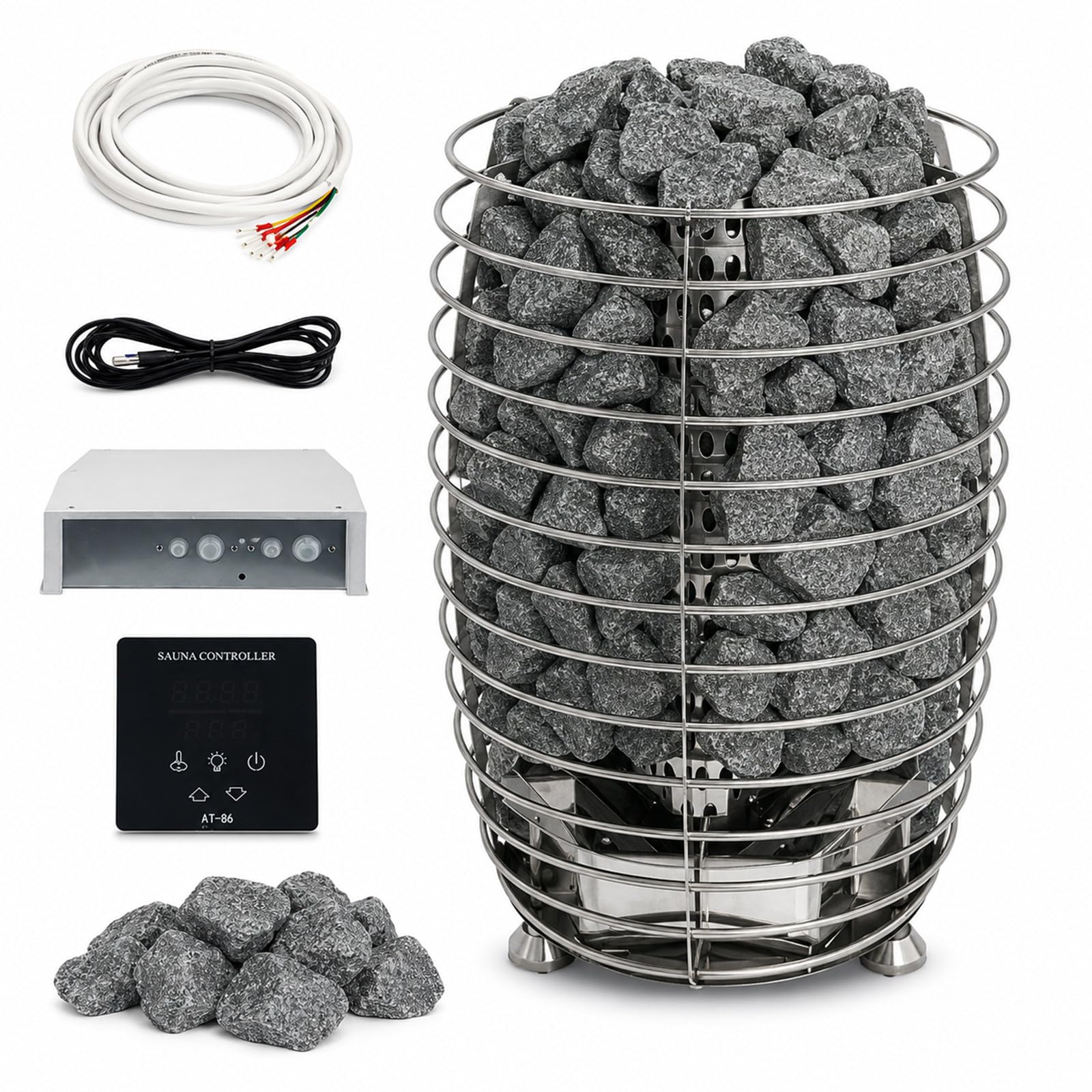 Stufa Sauna Elettrica per Sauna Finlandese a Casa, Inox, 3kW 6kW