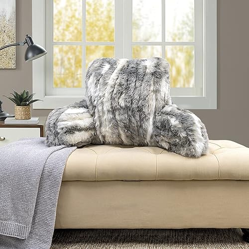 DO-IT-Yourself - Almohada jacquard de piel sintética de conejo con brazos para sentarse en la cama, funda extraíble y relleno separado, necesita