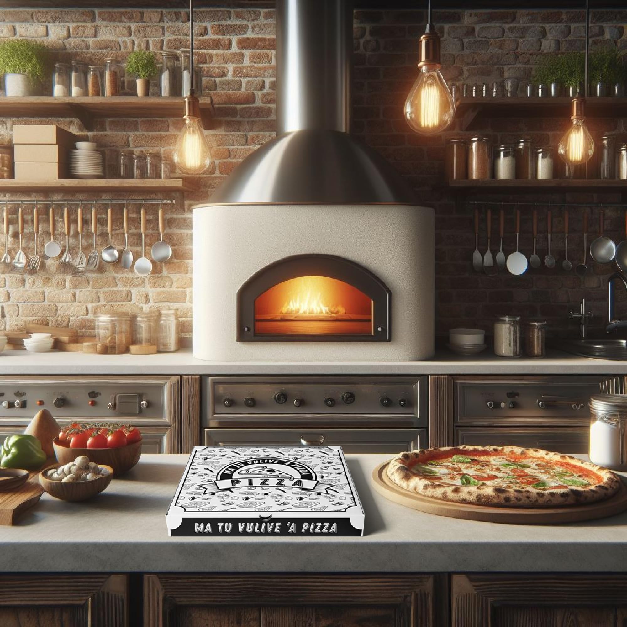 Cartone Pizza Termico 33x33x3,5 cm con Interno in PET per Pizzerie e Asporto