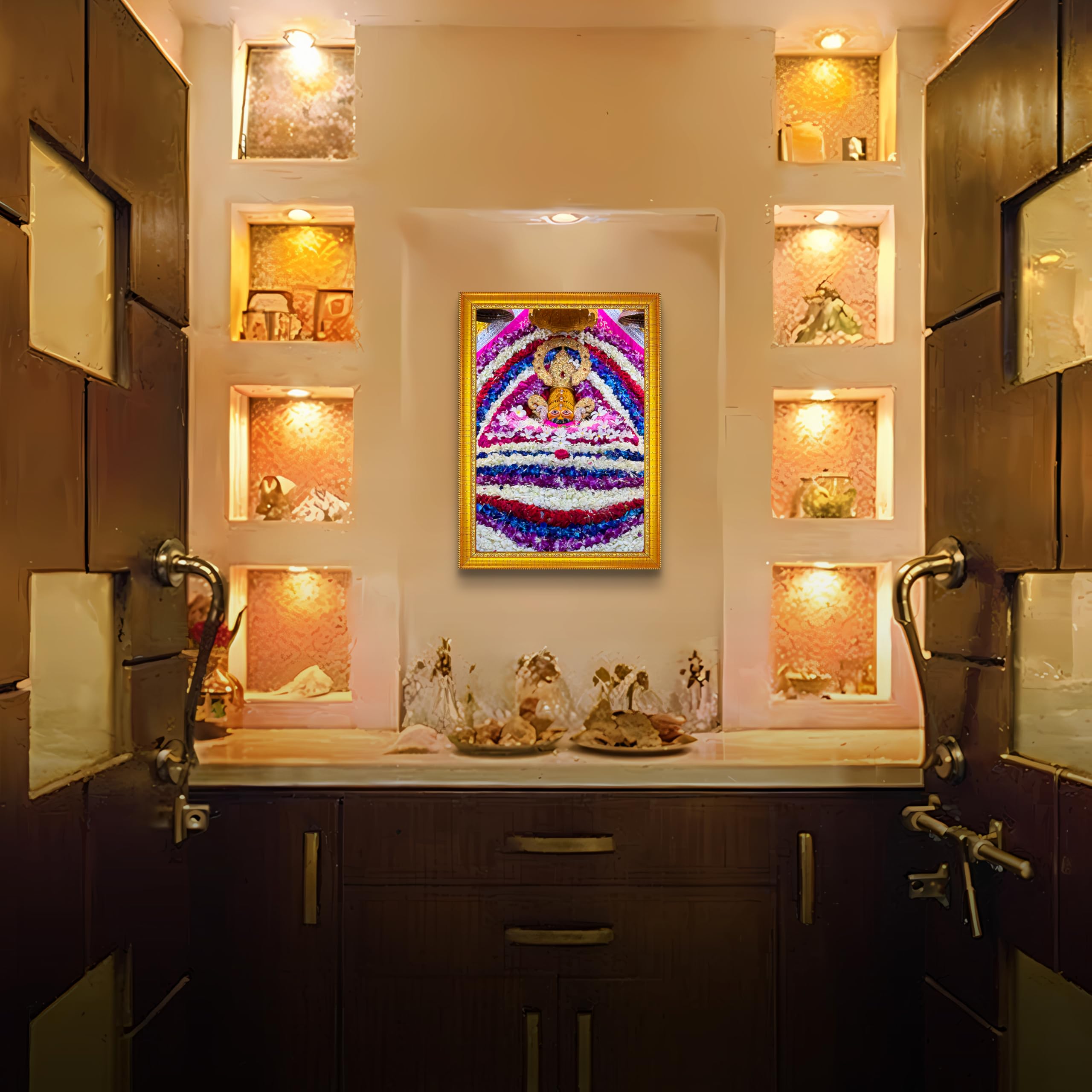 MODERN GALLERY MART Khatu Shyam Ji Golden Frame - Size (9.5 x 13.5 Inch | Religious Photo Frame for Home Mandir | Spiritual Wall Decor & Gift Item (Khatu Shyam 01) 1