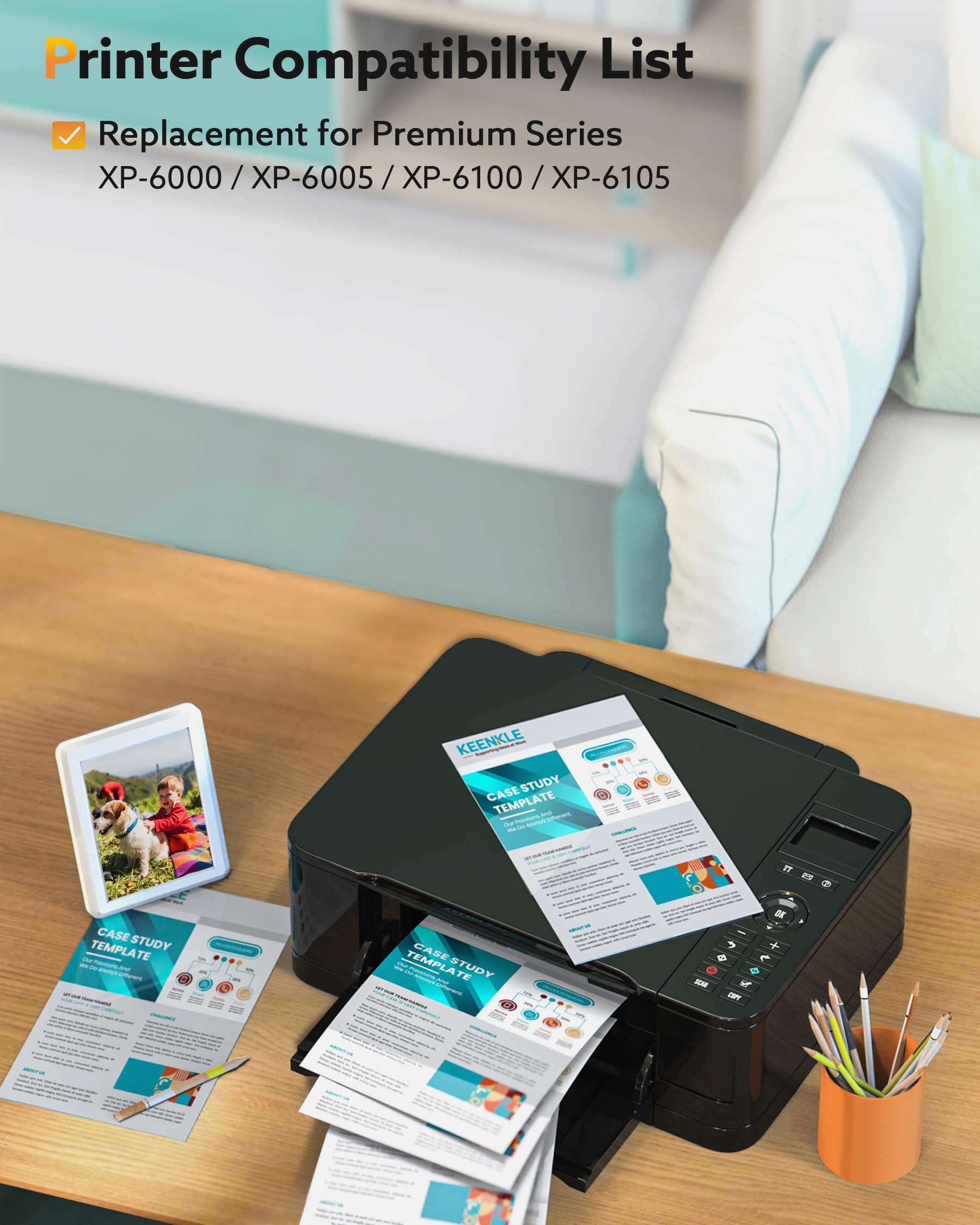 KEENKLE 6er-Pack 202XL Hochleistungs-Tintenpatronen Kompatibel für Epson 202 XL Multipack für Epson Expression Premium XP-6000 XP-6005 XP-6100 XP-6105 (XL Kapazität)