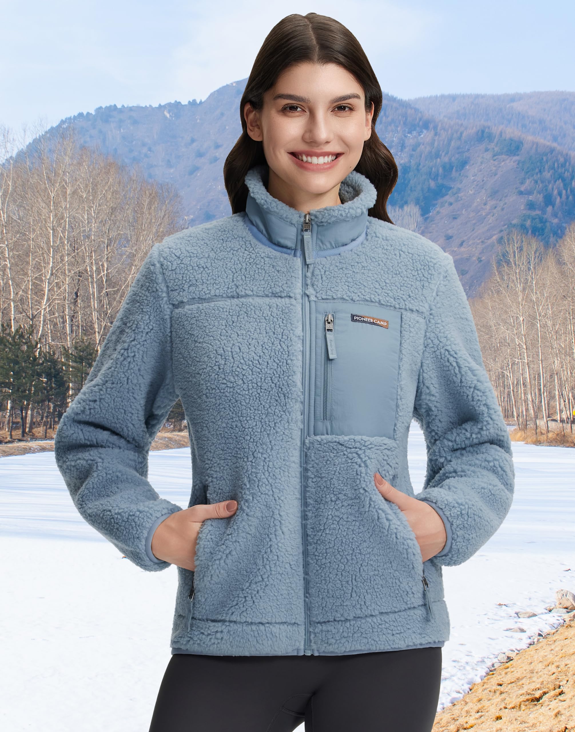 Pioneer Camp Outdoor Fleecejacke für Damen, Windabweisend, Hochwertig (550g), Elastische Bündchen & Saum - Warme Winterjacke für Alpine Aktivitäten & Alltag