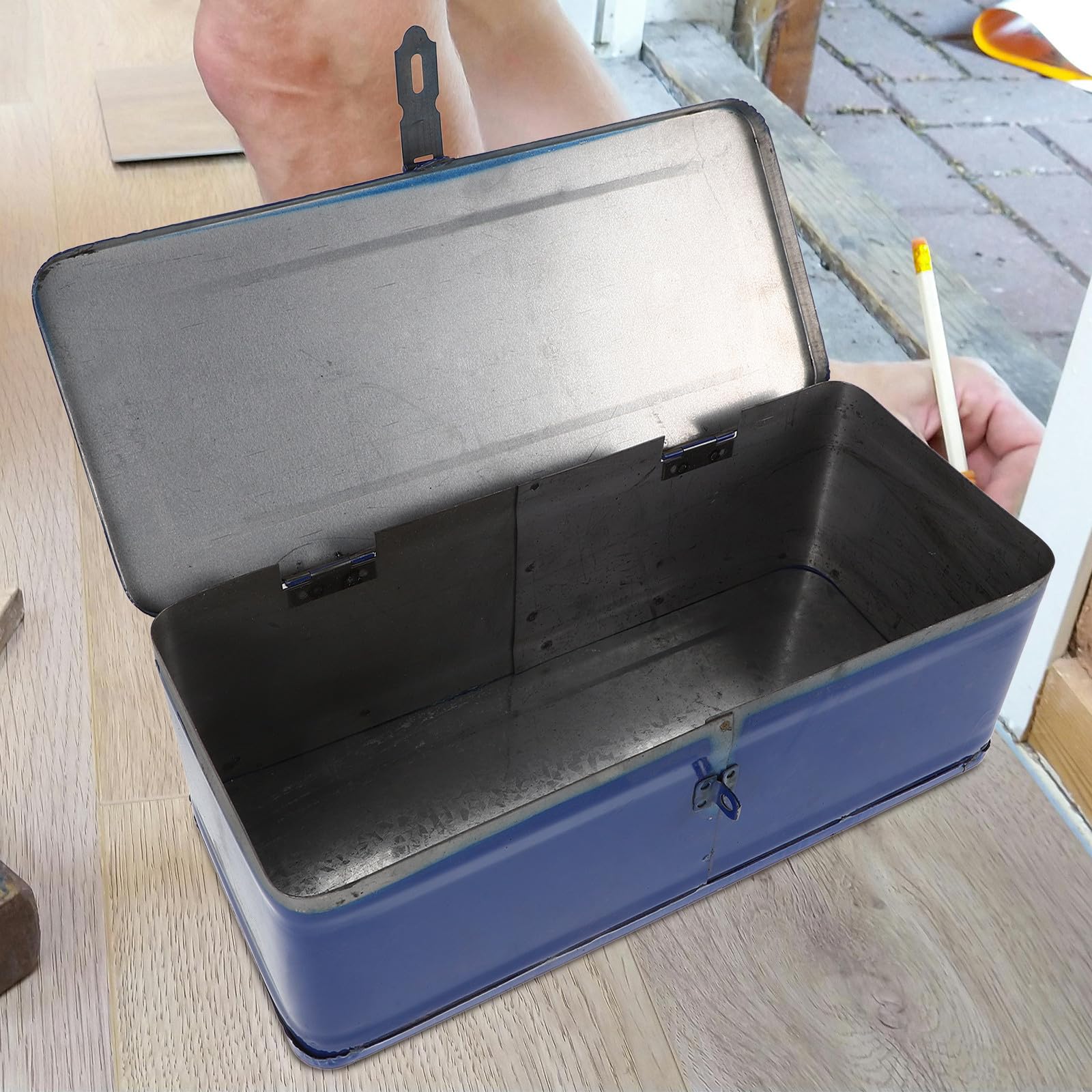 Baluue Boîte à Outils Métallique en Fer Robuste pour Voiture, Conteneur de Rangement D'outils, Grand Format Portable, Organisateur Mécanicien, Usage Domestique et Atelier,