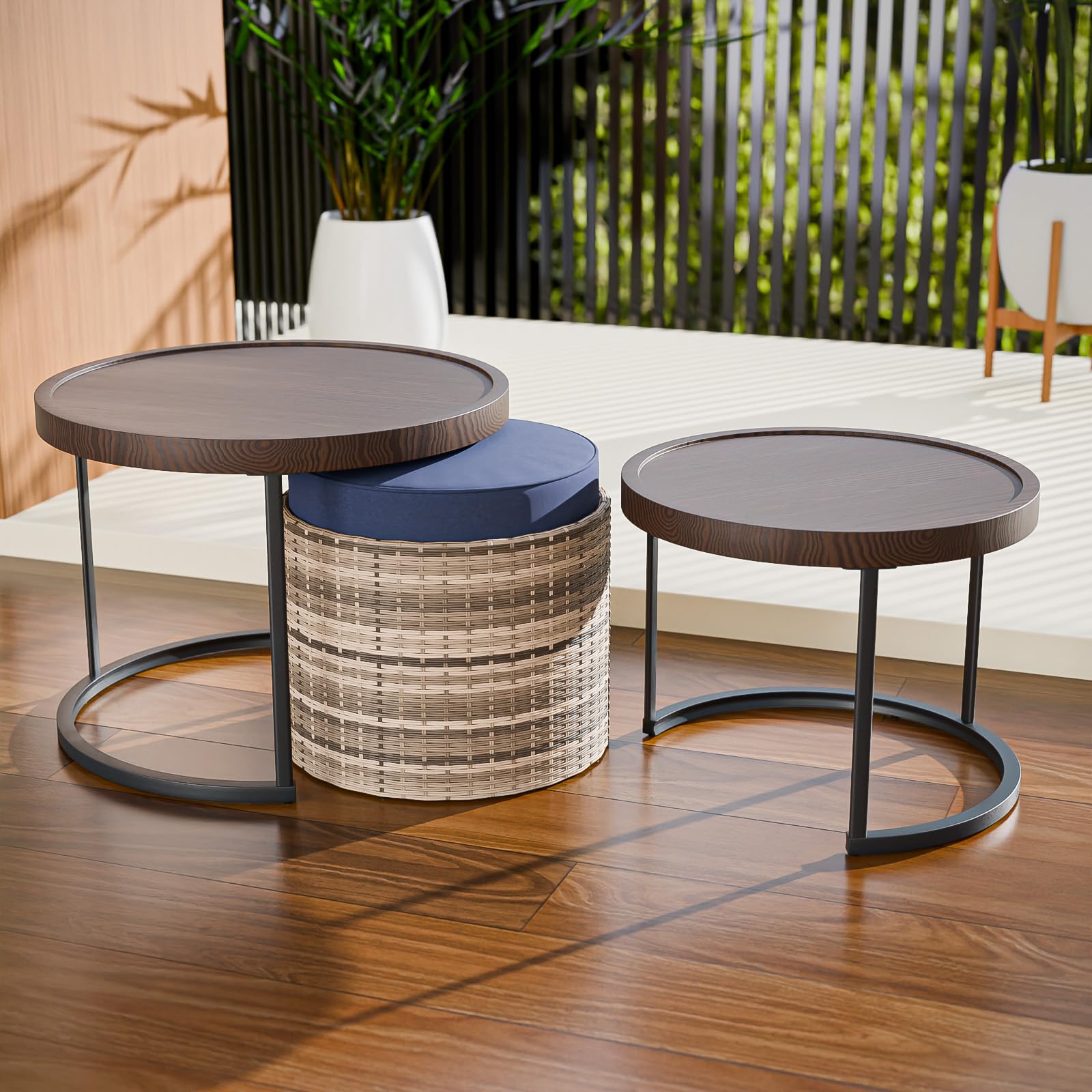 Amazon.com : INTER HUT Cabana Chic Nesting Tables with Ottomans