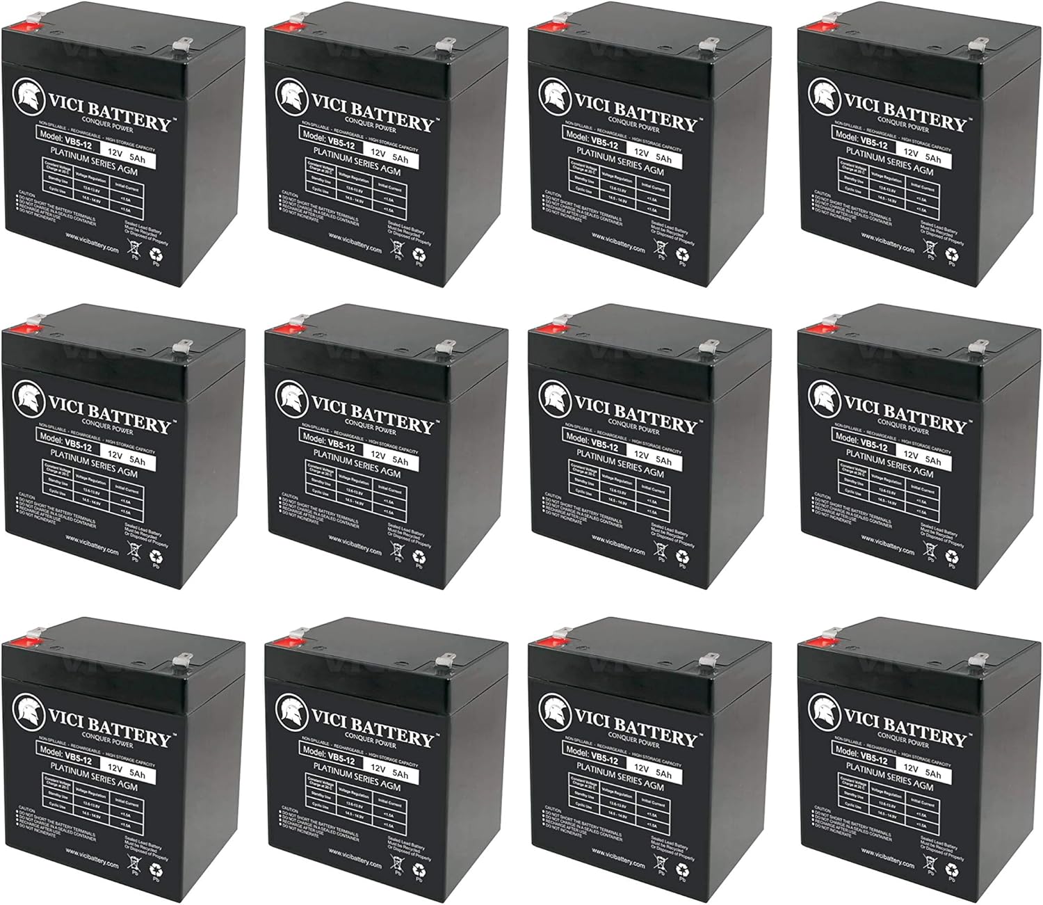 Vici Battery 12V 5AH Sealed Lead Acid (SLA) for NP4-12 NP5-12 NPH5-12 NPX-25-12 Pack Brand Product